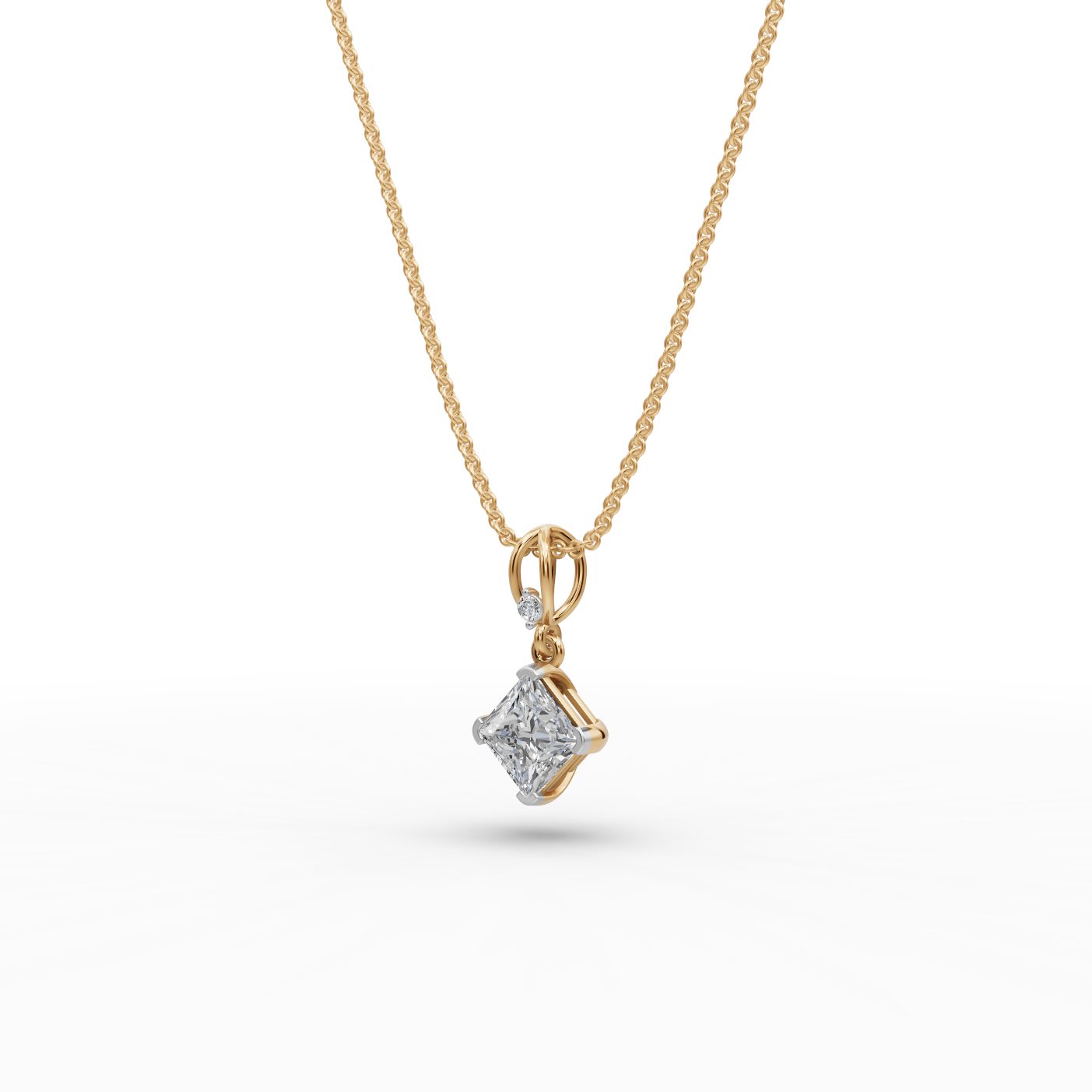 Infinite Line Princess Lab-Grown Diamond Solitaire Pendant in yellow gold