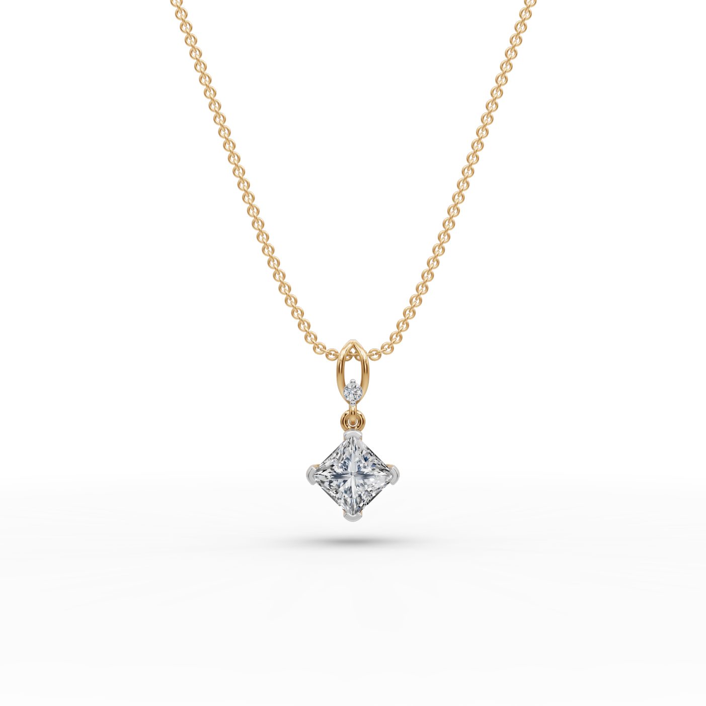 Infinite Line Princess Lab-Grown Diamond Solitaire Pendant in yellow gold
