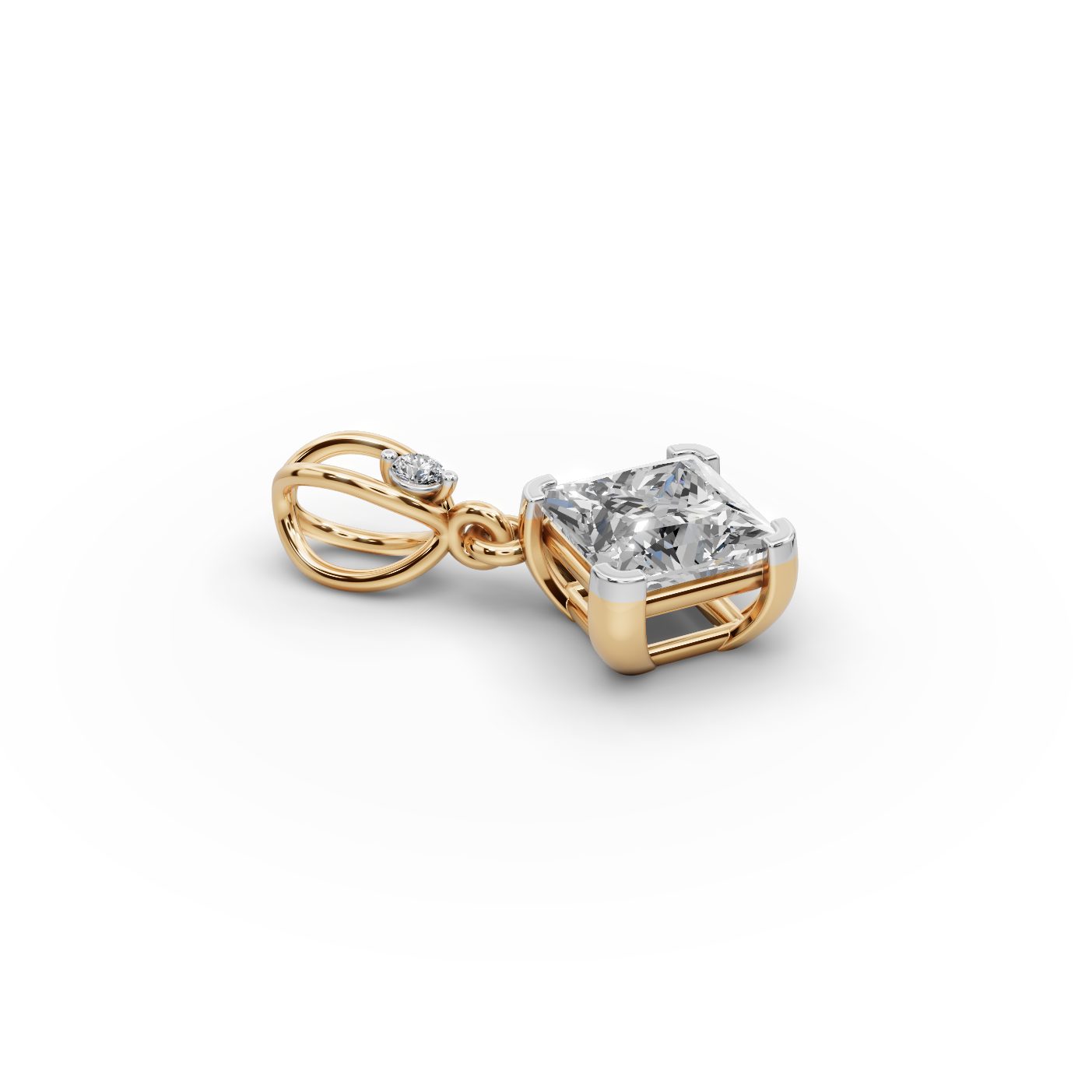 Infinite Line Princess Lab-Grown Diamond Solitaire Pendant in yellow gold