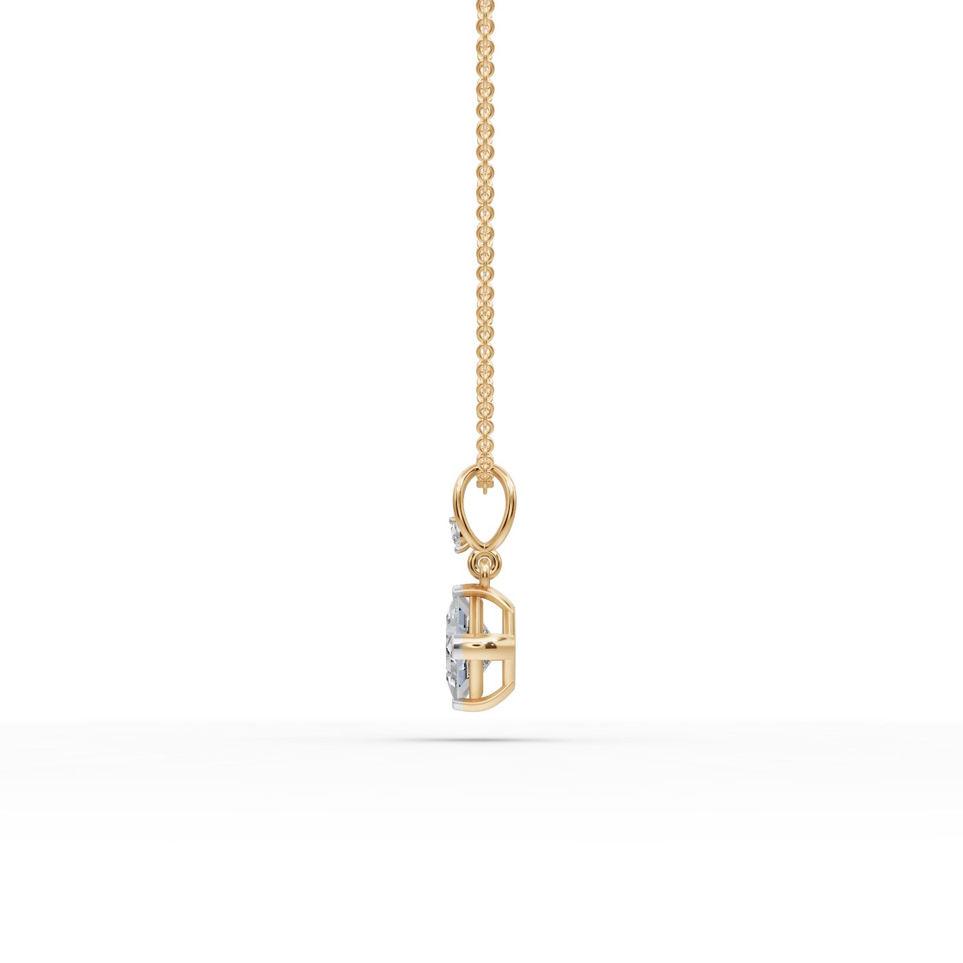 Infinite Line Princess Lab-Grown Diamond Solitaire Pendant in yellow gold