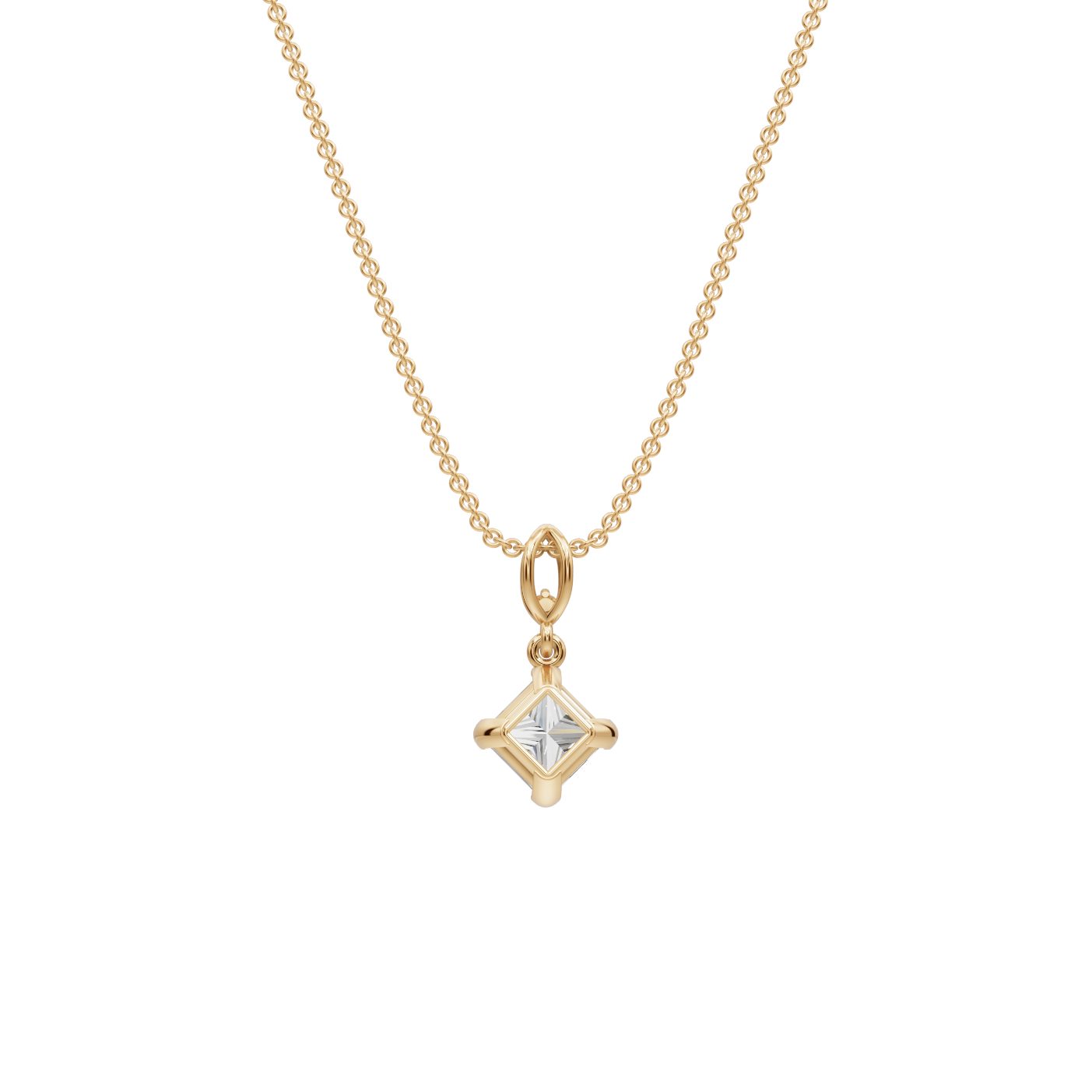 Infinite Line Princess Lab-Grown Diamond Solitaire Pendant in yellow gold