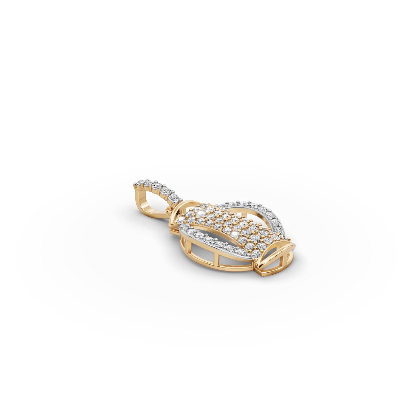 Radiant Signature Round Lab-Grown Diamond Cluster Pendant in yellow gold