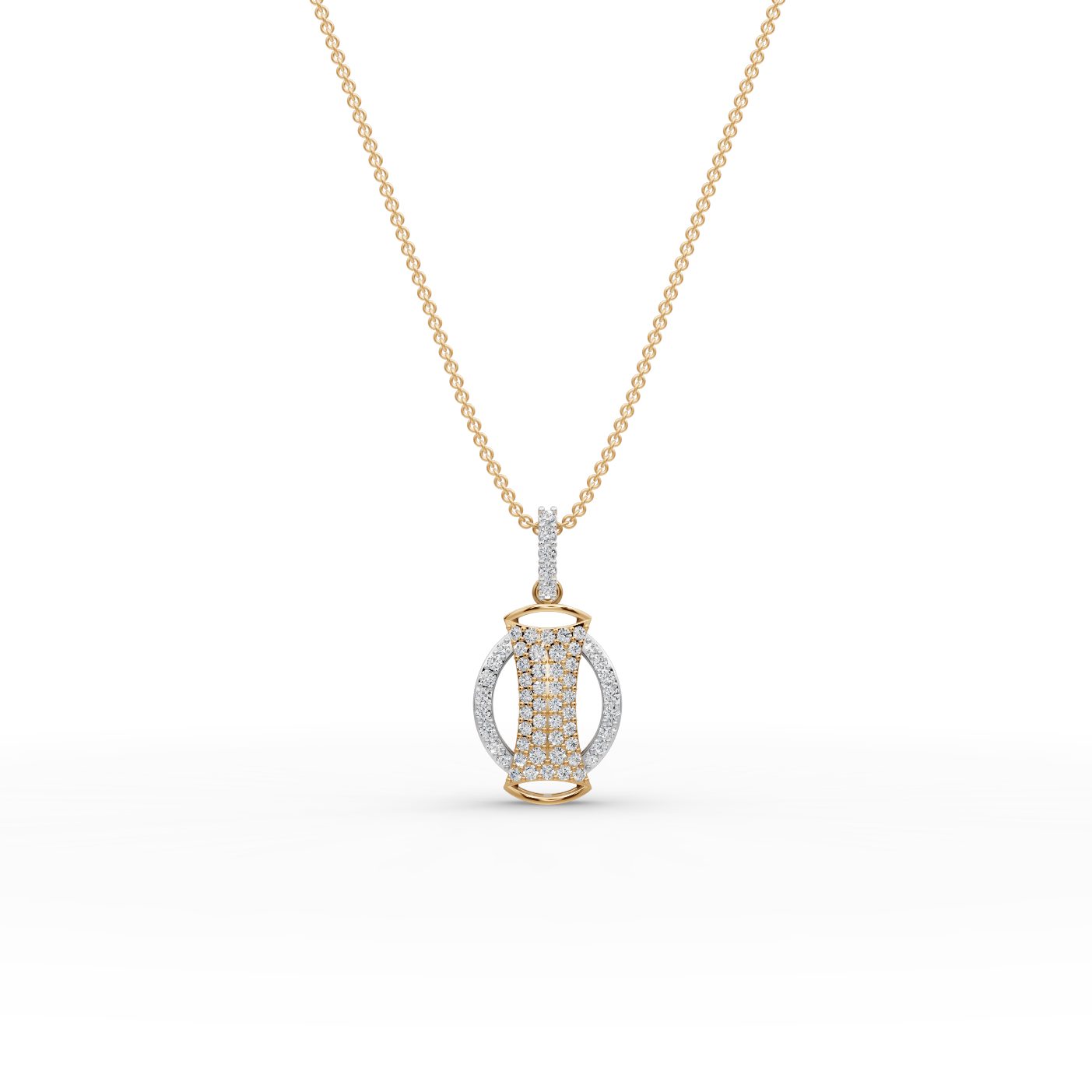Radiant Signature Round Lab-Grown Diamond Cluster Pendant in yellow gold