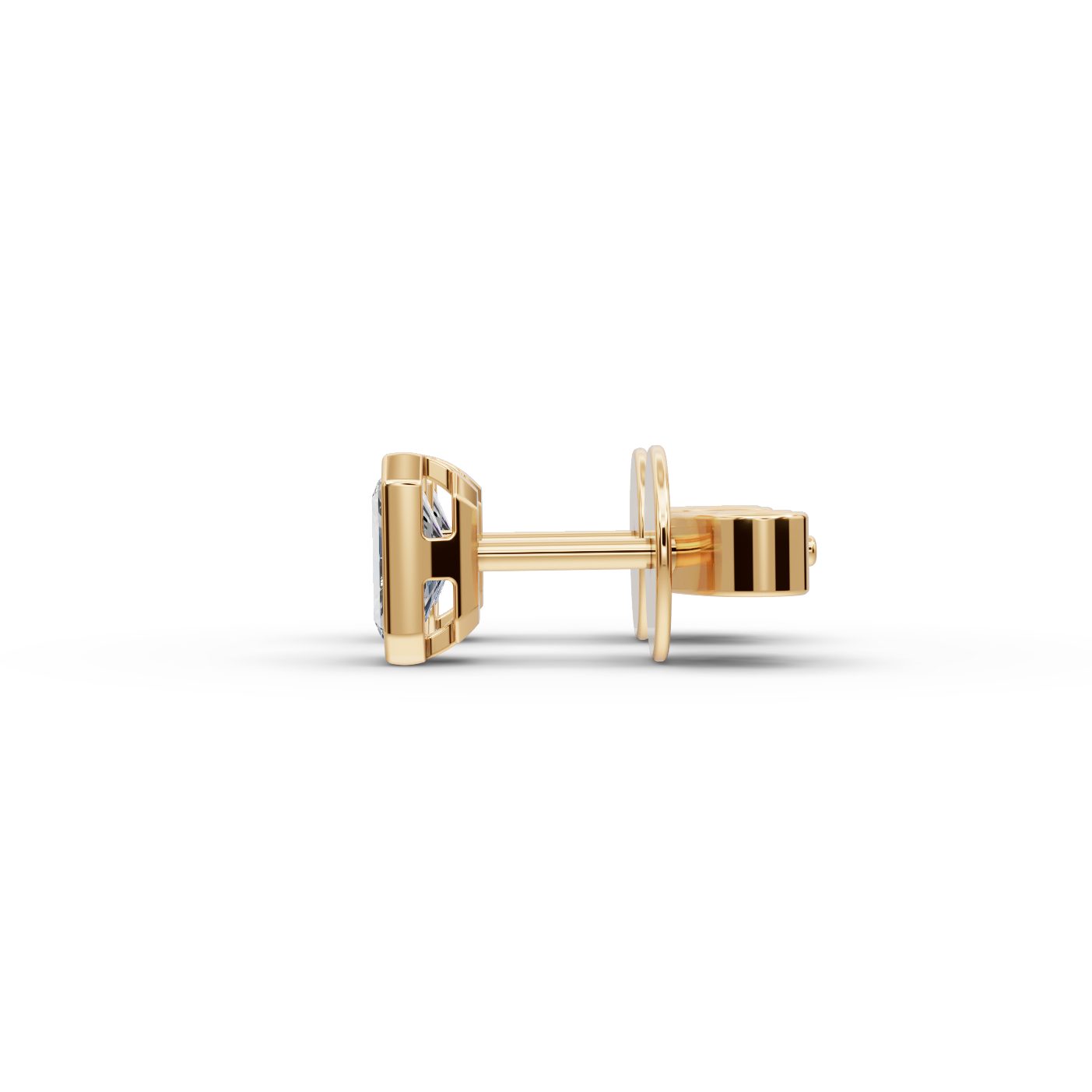 Elegant Line Radiant Lab-Grown Diamond Studs Earring in yellow gold