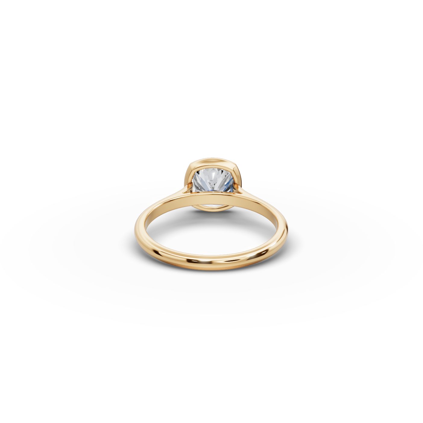 Golden Sparkle Cushion Lab-Grown Diamond Solitaire Ring in yellow gold