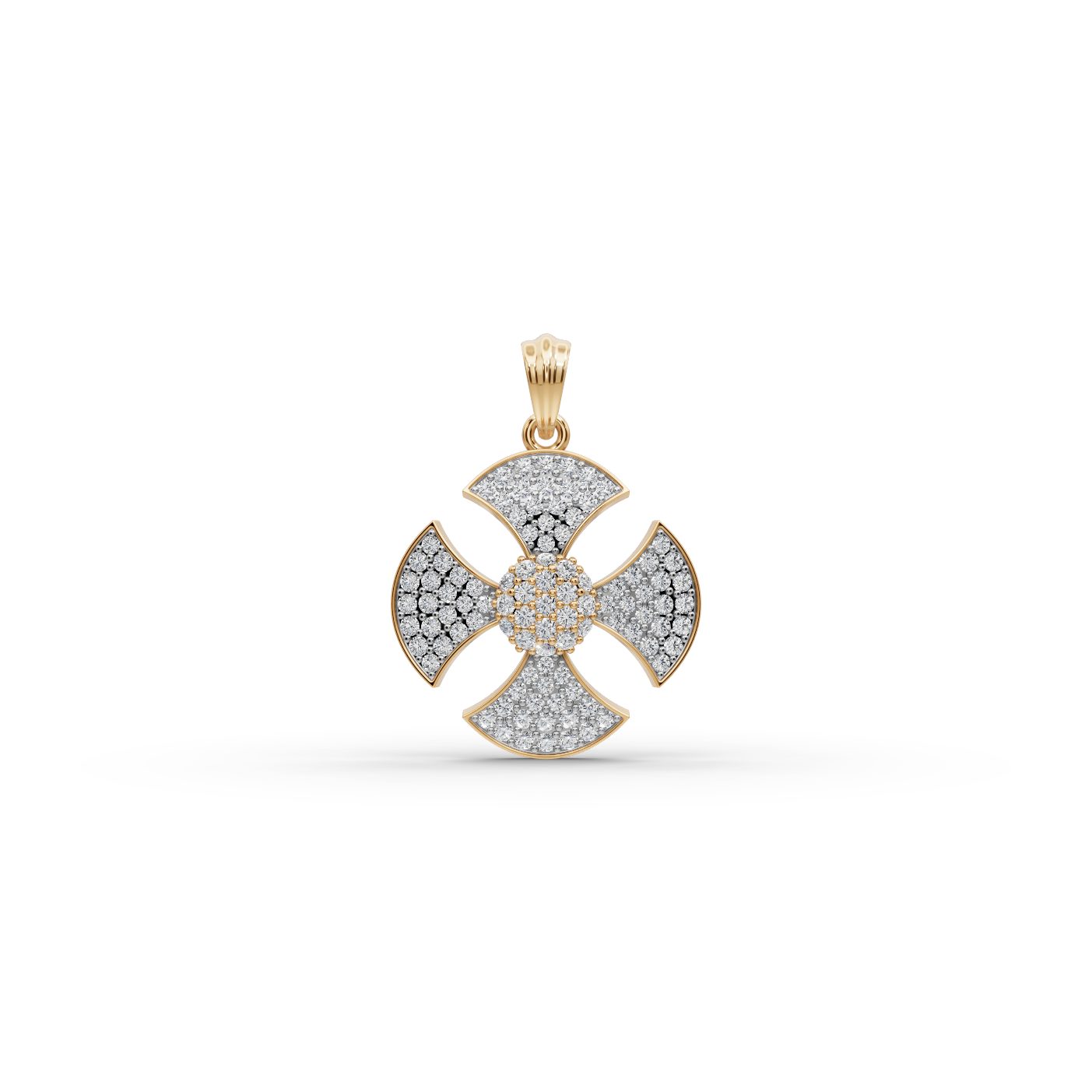 Endless Muse Cross Lab-Grown Diamond Pendant in yellow gold, set with lab-grown diamonds