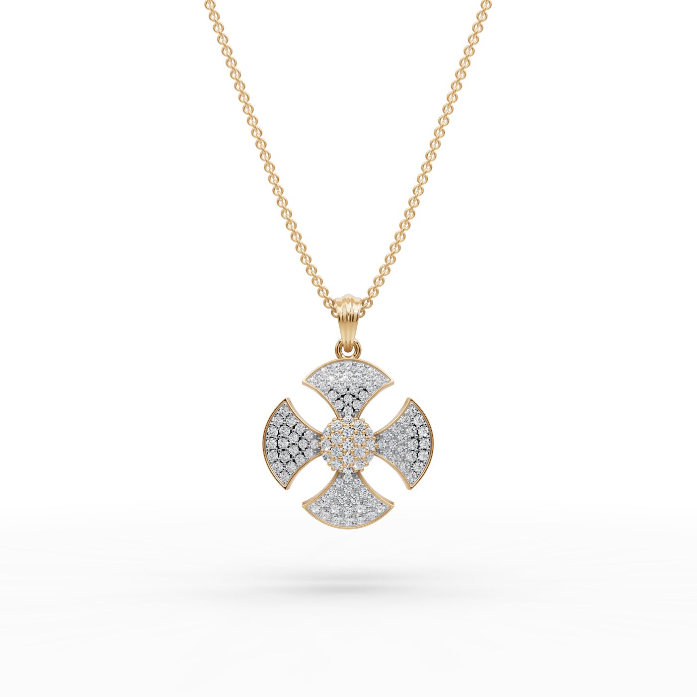 Endless Muse Cross Lab-Grown Diamond Pendant in yellow gold