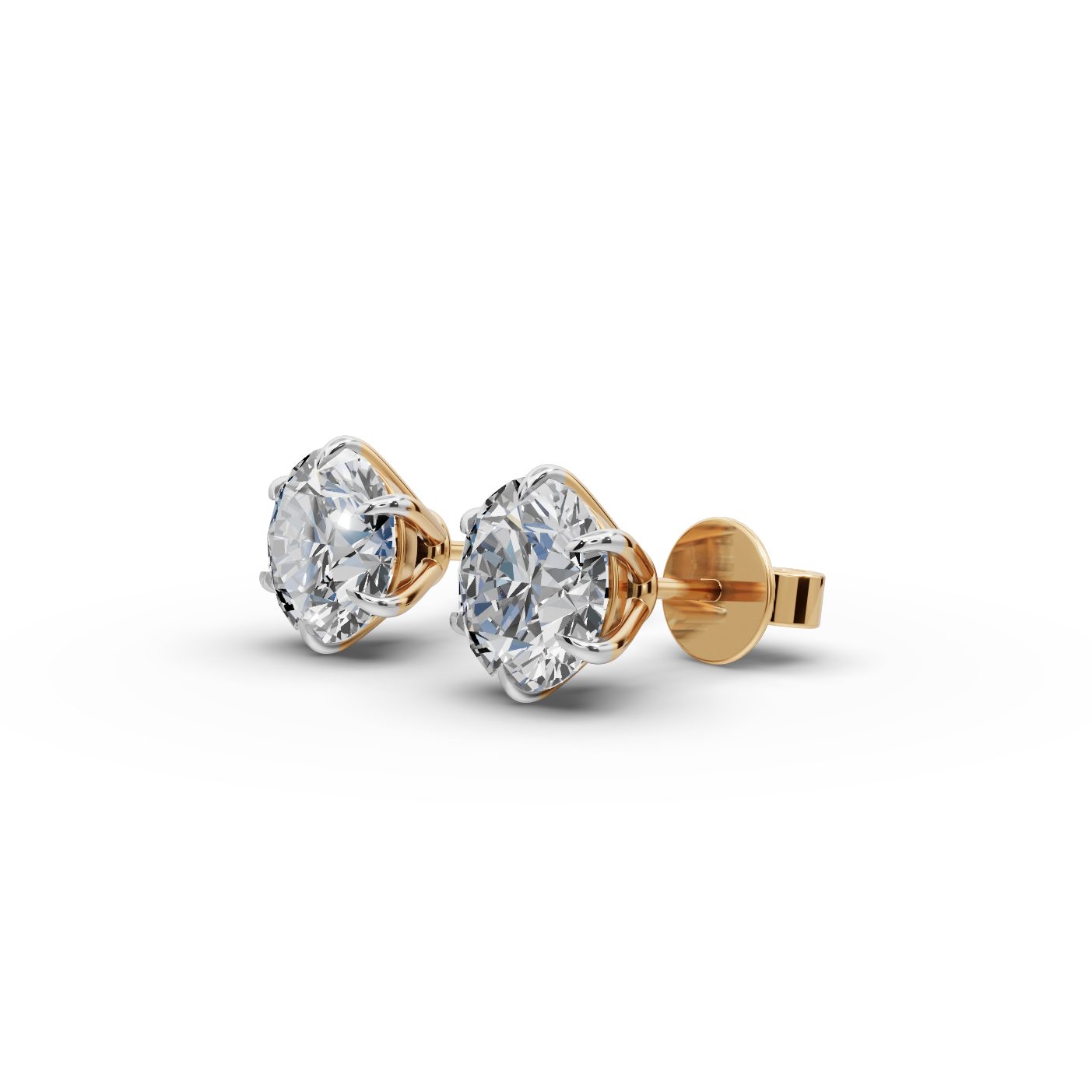 Brilliant Muse Round Lab-Grown Diamond Studs Earring in yellow gold, set with lab-grown diamonds