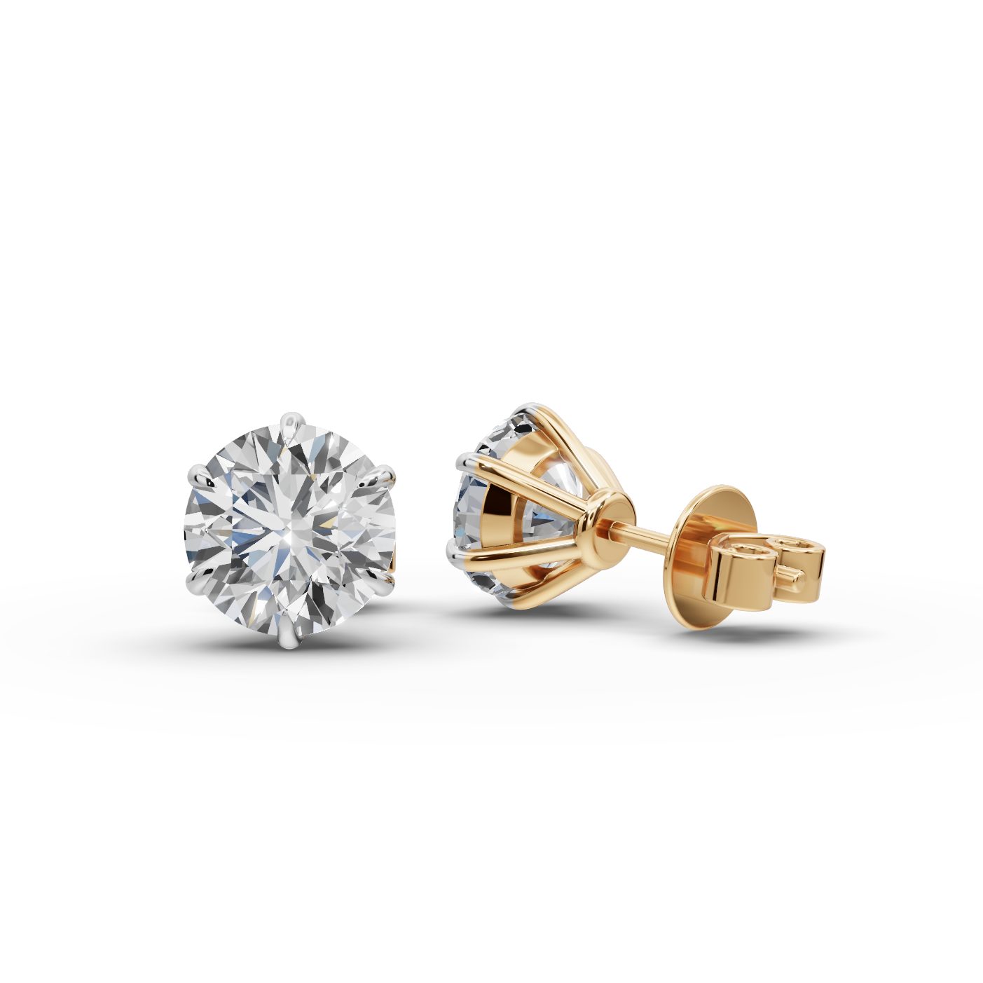 Brilliant Muse Round Lab-Grown Diamond Studs Earring in yellow gold