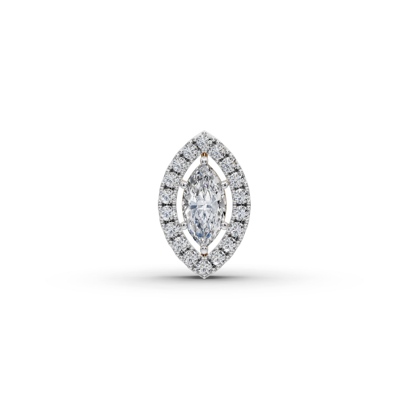 Classic Aura Marquise Lab-Grown Diamond Halo Pendant in yellow gold, set with lab-grown diamonds