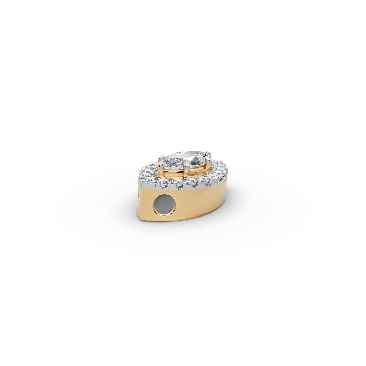 Classic Aura Marquise Lab-Grown Diamond Halo Pendant in yellow gold