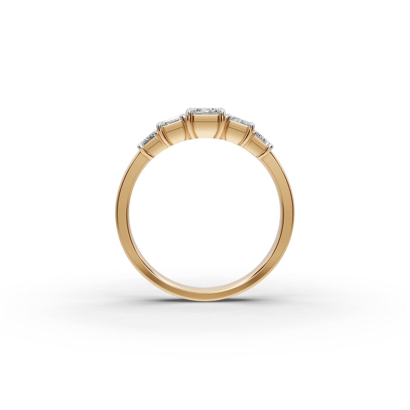 Celestial Line Emerald Lab-Grown Diamond Five Stone Ring in yellow gold