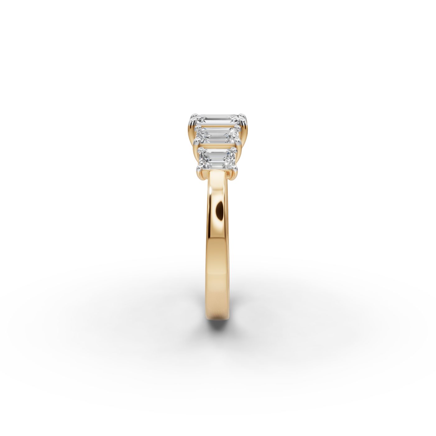 Celestial Line Emerald Lab-Grown Diamond Five Stone Ring in yellow gold