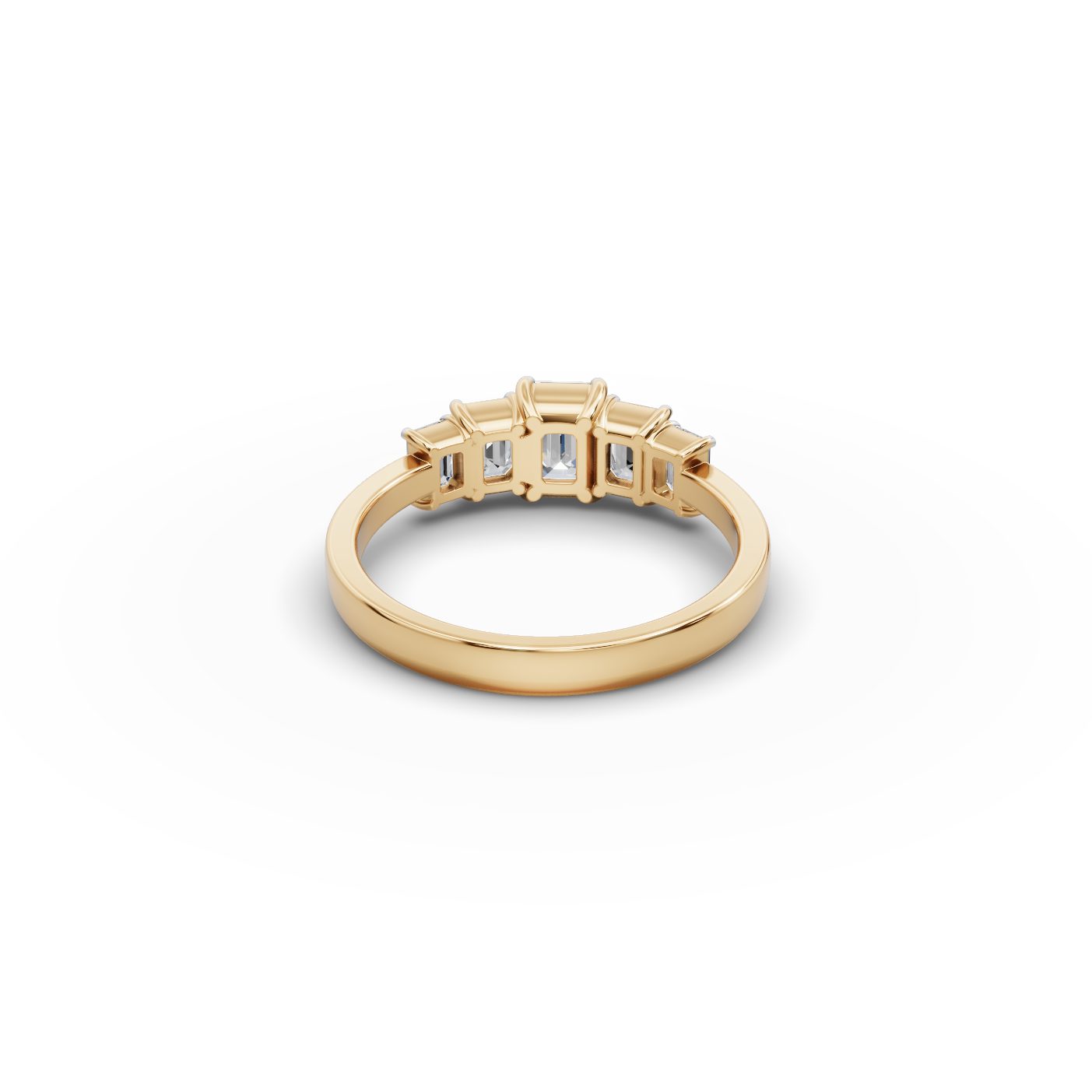 Celestial Line Emerald Lab-Grown Diamond Five Stone Ring in yellow gold