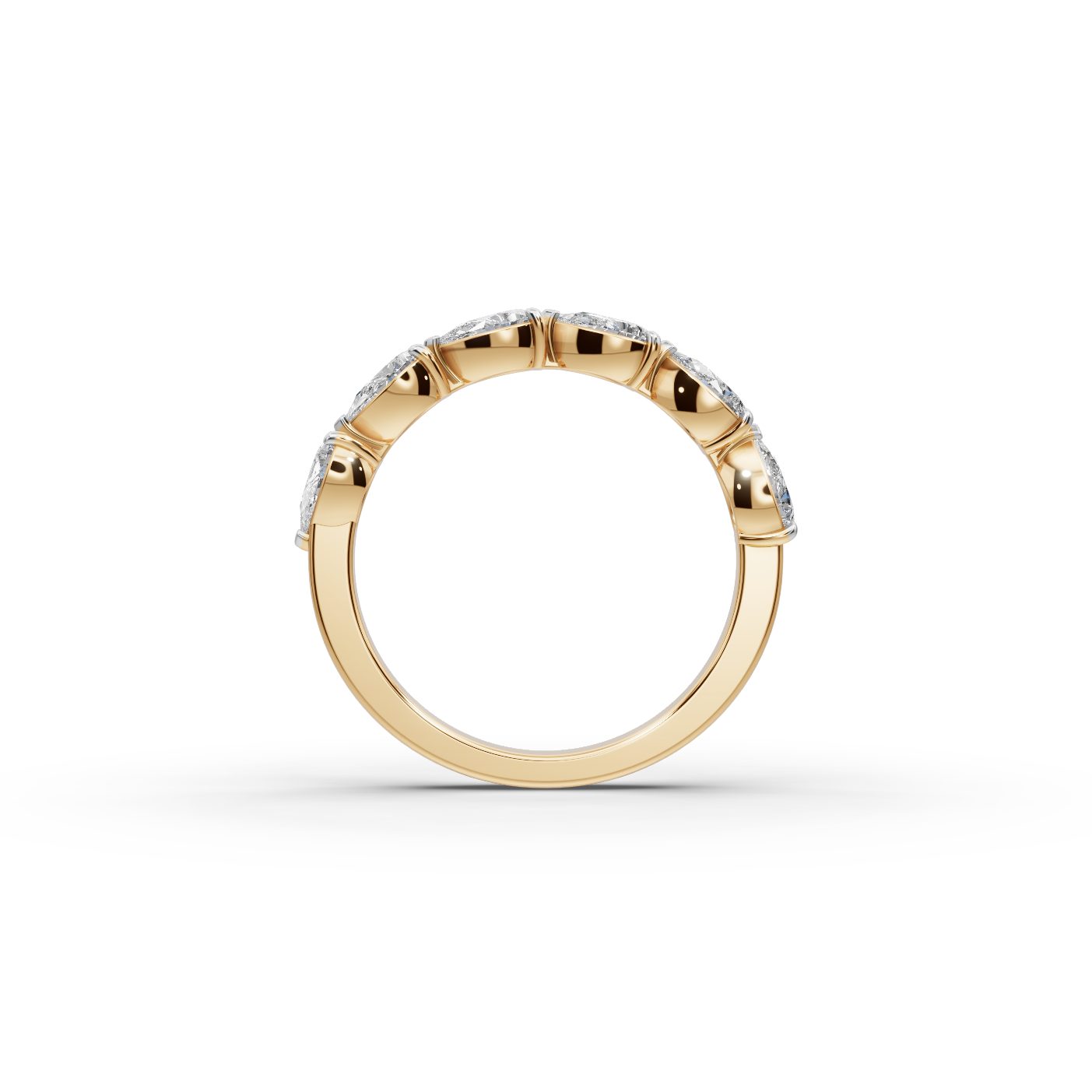 Pristine Trail Pear Lab-Grown Diamond Bands Ring in yellow gold
