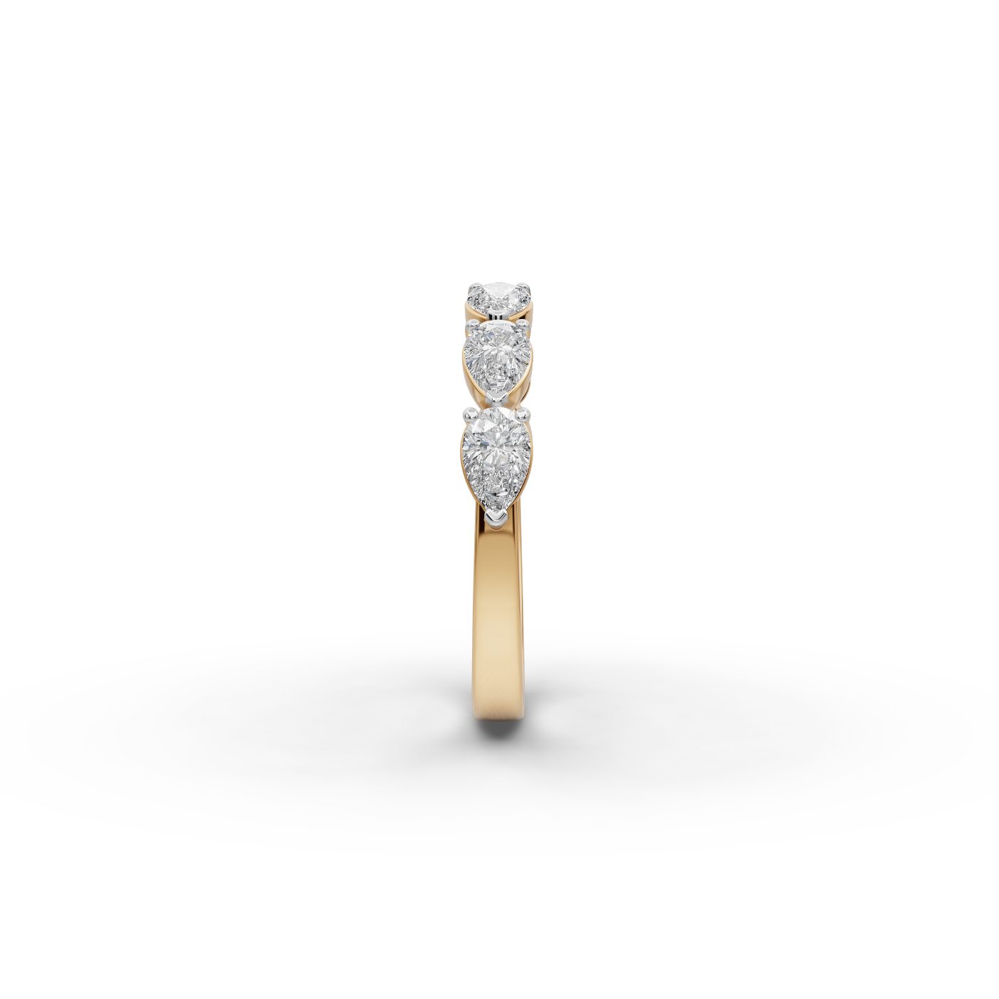 Pristine Trail Pear Lab-Grown Diamond Bands Ring in yellow gold