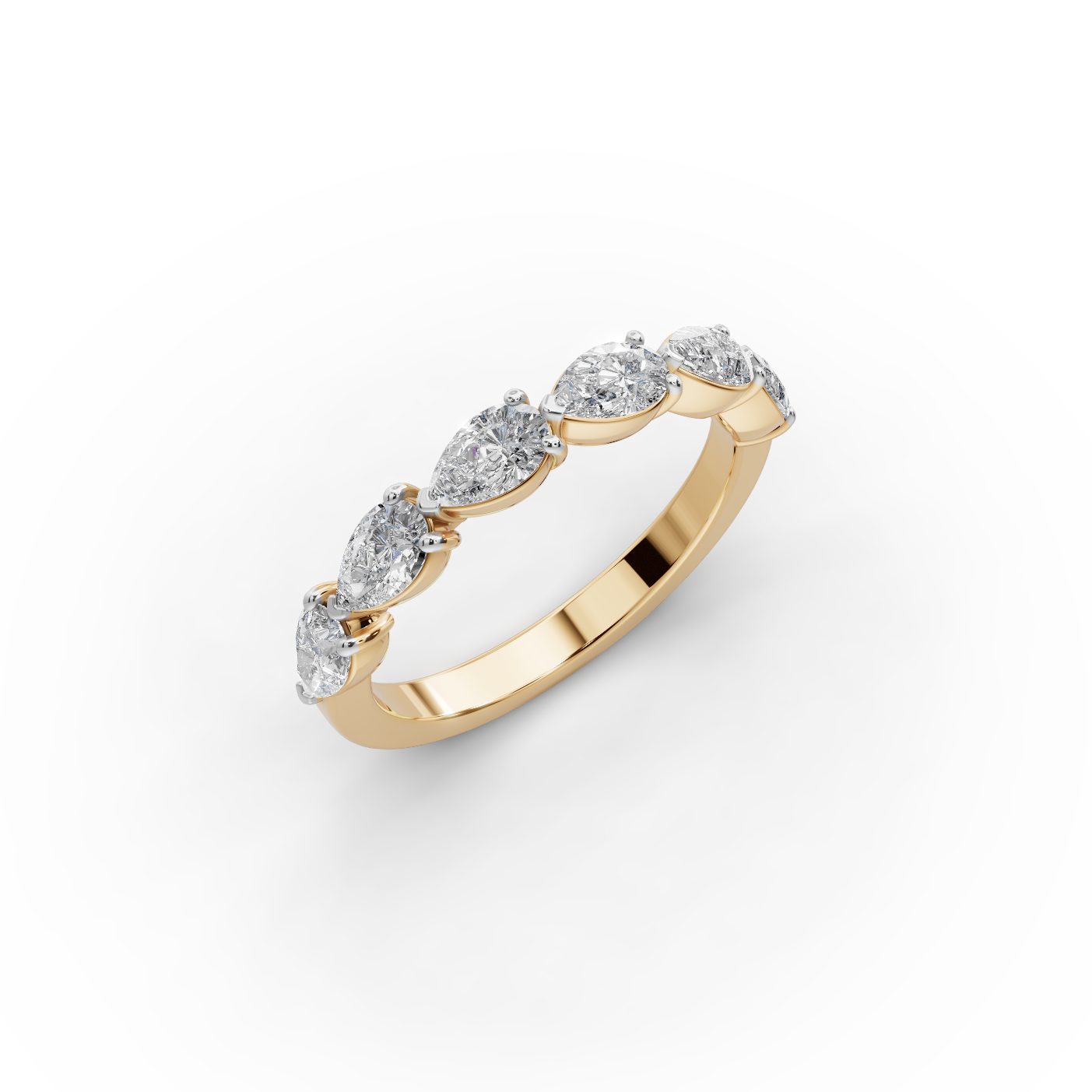 Pristine Trail Pear Lab-Grown Diamond Bands Ring in yellow gold
