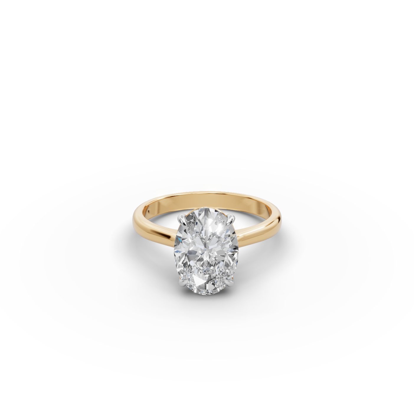 Delicate Sparkle Oval Lab-Grown Diamond Solitaire Ring in yellow gold, set with lab-grown diamonds