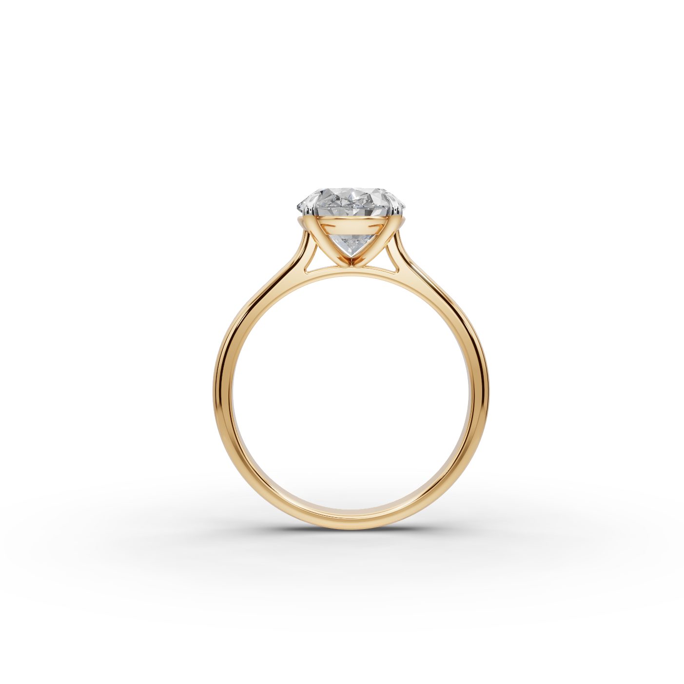Delicate Sparkle Oval Lab-Grown Diamond Solitaire Ring in yellow gold