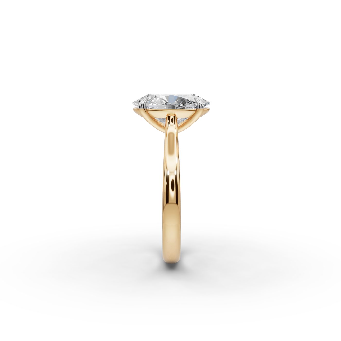Delicate Sparkle Oval Lab-Grown Diamond Solitaire Ring in yellow gold