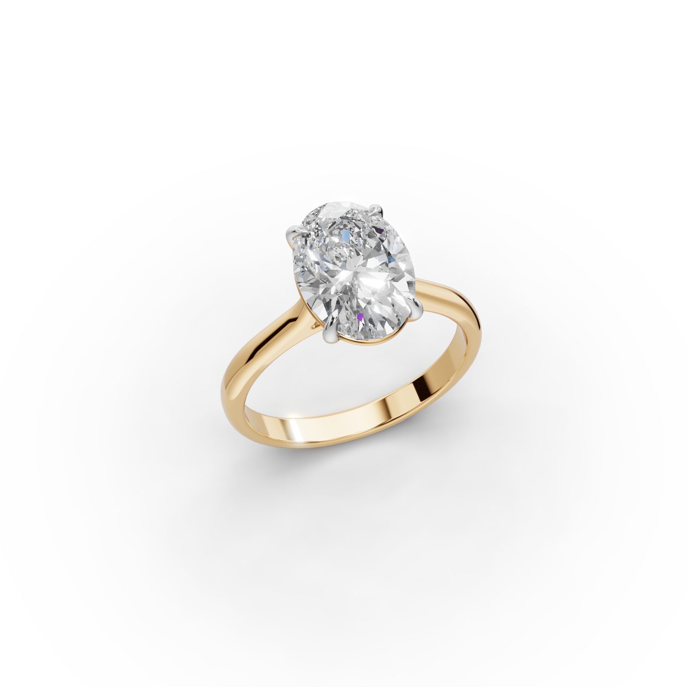 Delicate Sparkle Oval Lab-Grown Diamond Solitaire Ring in yellow gold