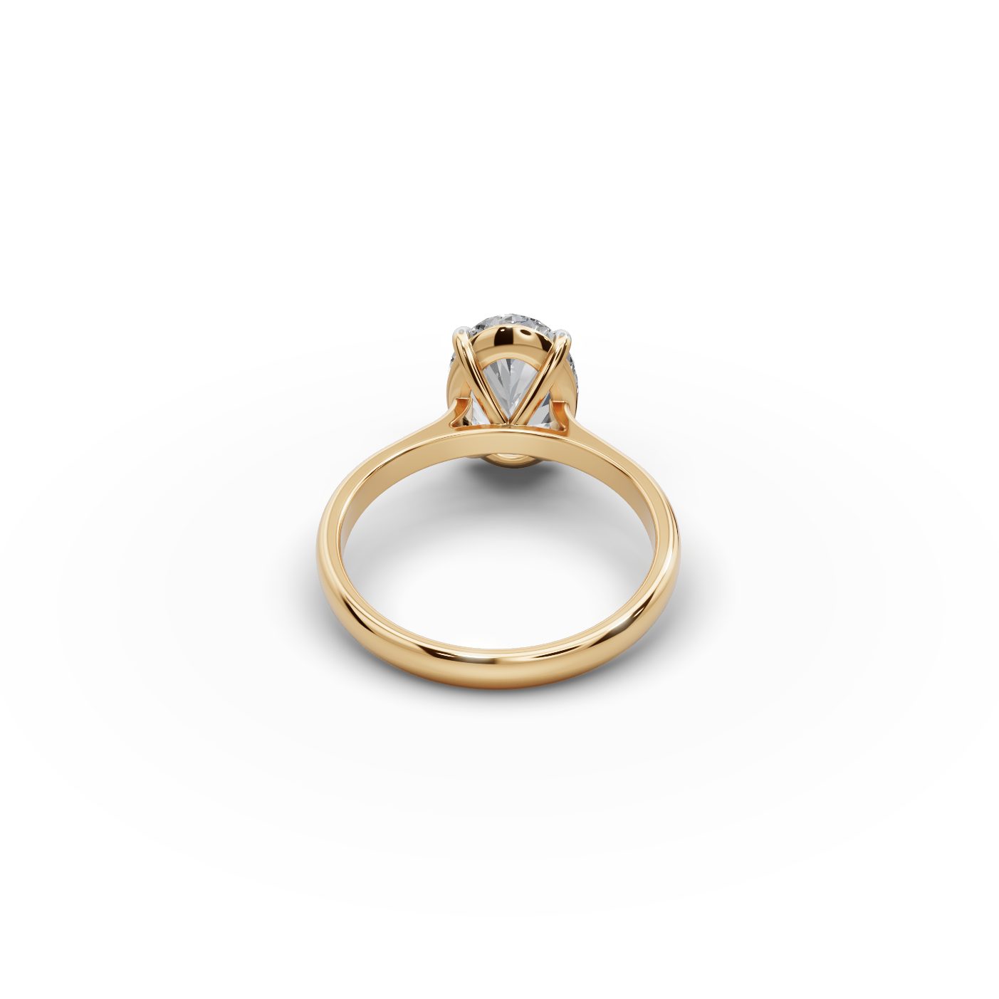 Delicate Sparkle Oval Lab-Grown Diamond Solitaire Ring in yellow gold