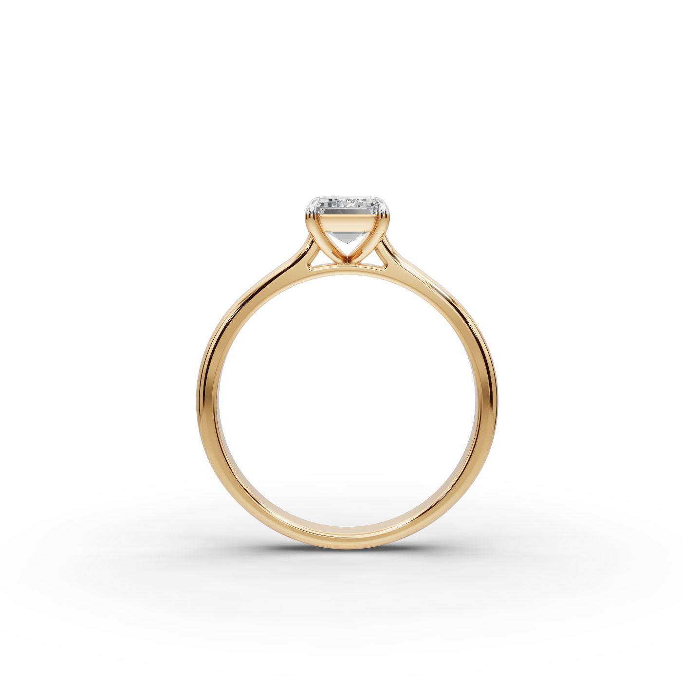 Enduring Cascade Emerald Lab-Grown Diamond Solitaire Ring in yellow gold