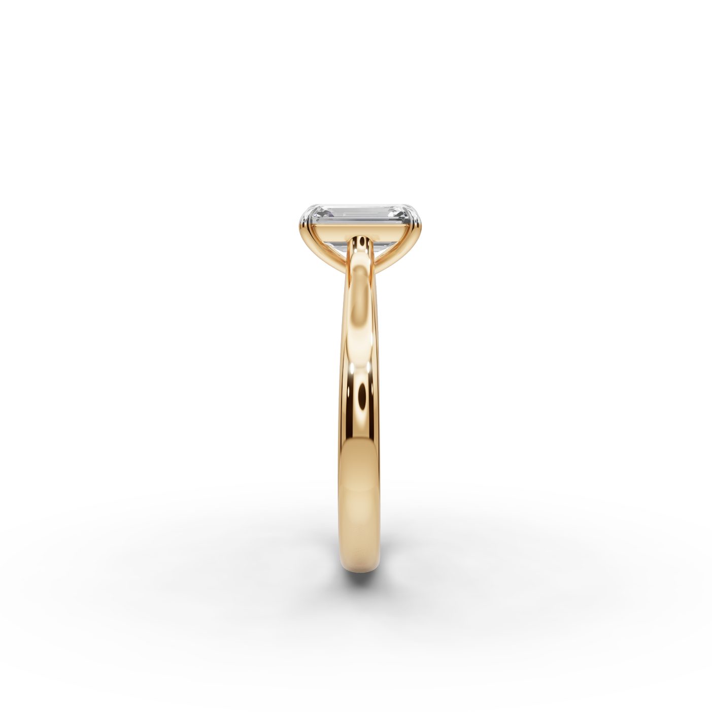 Enduring Cascade Emerald Lab-Grown Diamond Solitaire Ring in yellow gold