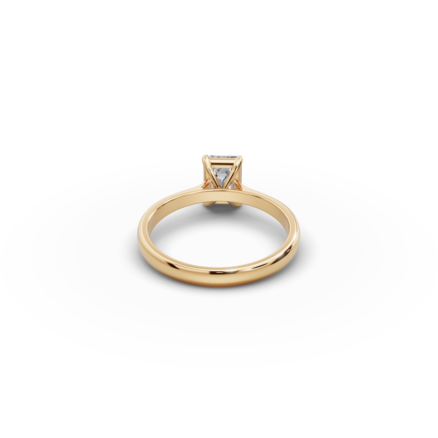 Enduring Cascade Emerald Lab-Grown Diamond Solitaire Ring in yellow gold