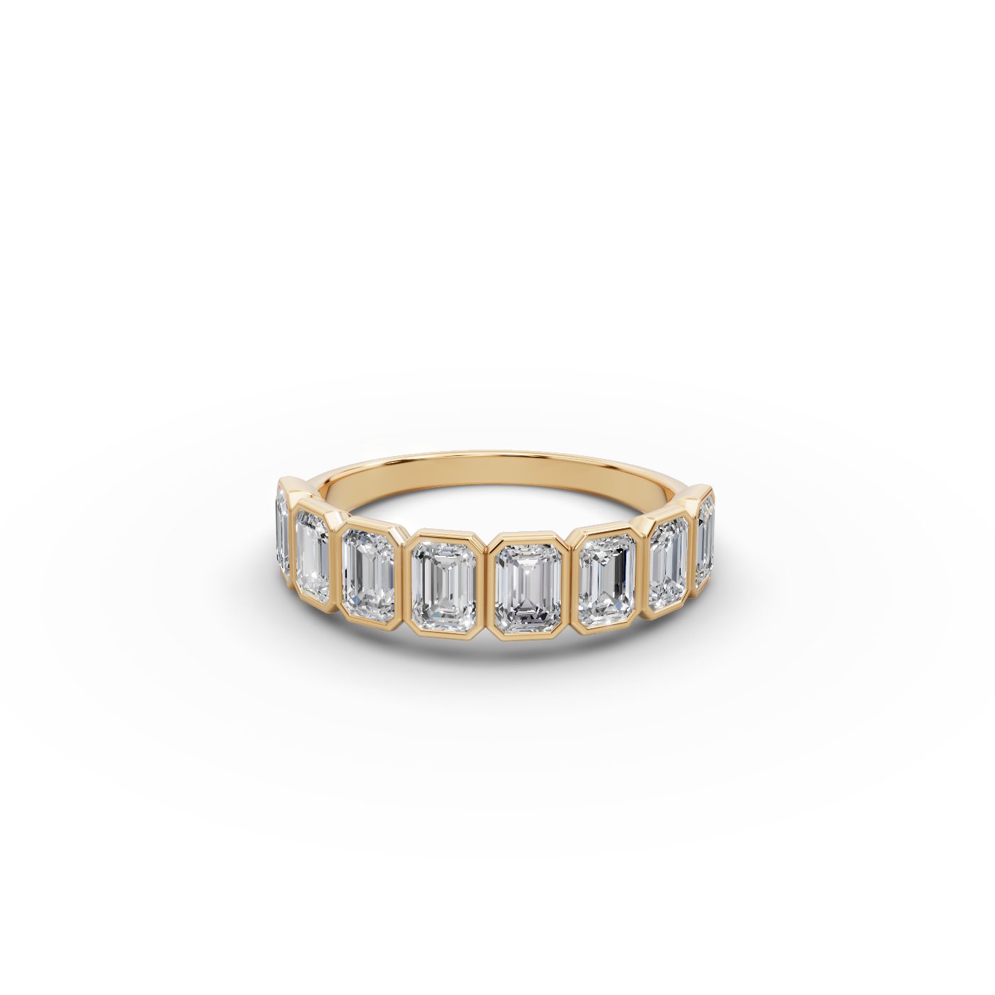 Serene Bloom Emerald Lab-Grown Diamond Bands Ring in yellow gold, set with lab-grown diamonds