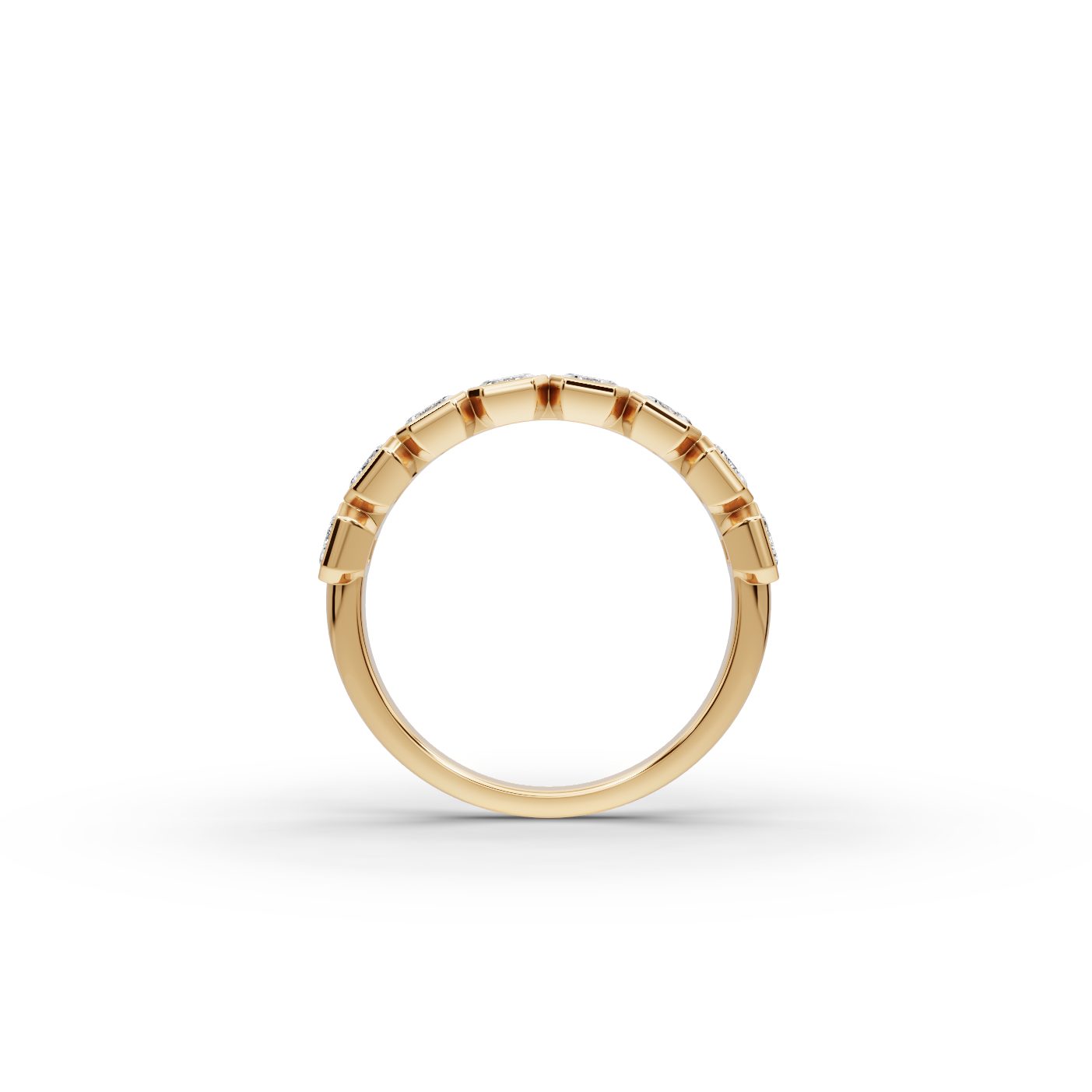 Serene Bloom Emerald Lab-Grown Diamond Bands Ring in yellow gold
