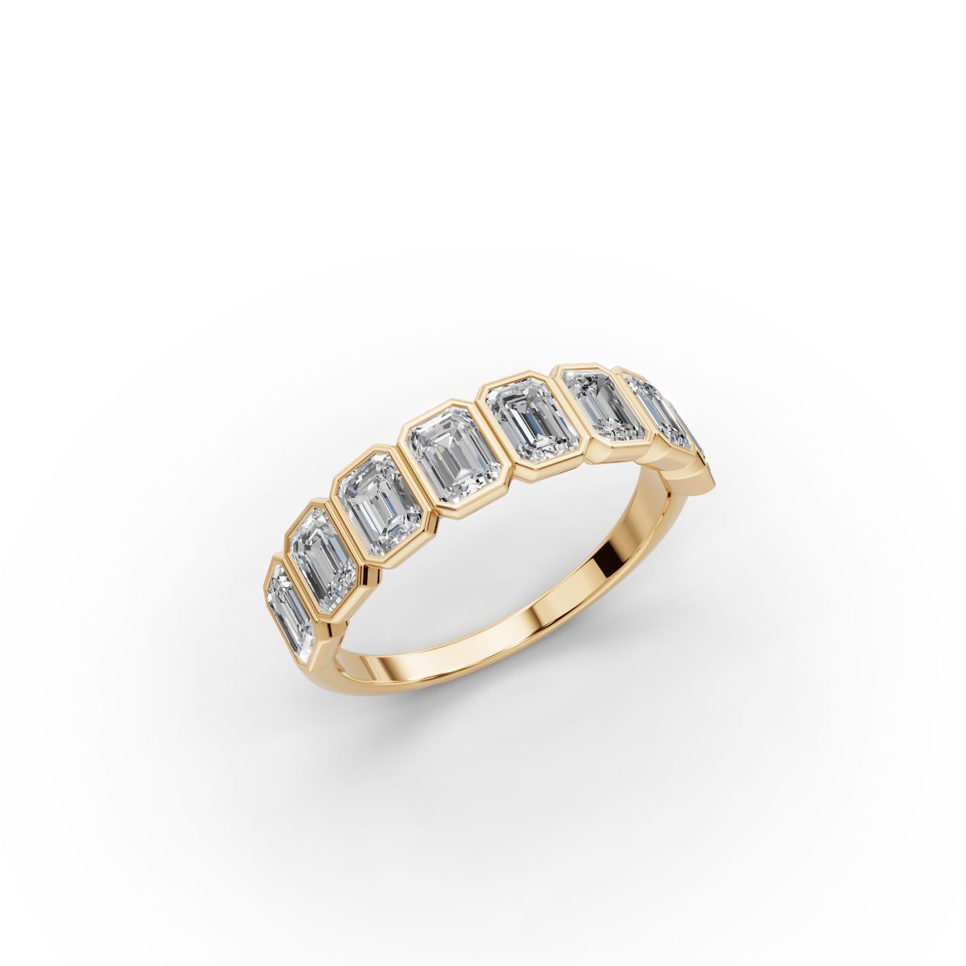 Serene Bloom Emerald Lab-Grown Diamond Bands Ring in yellow gold
