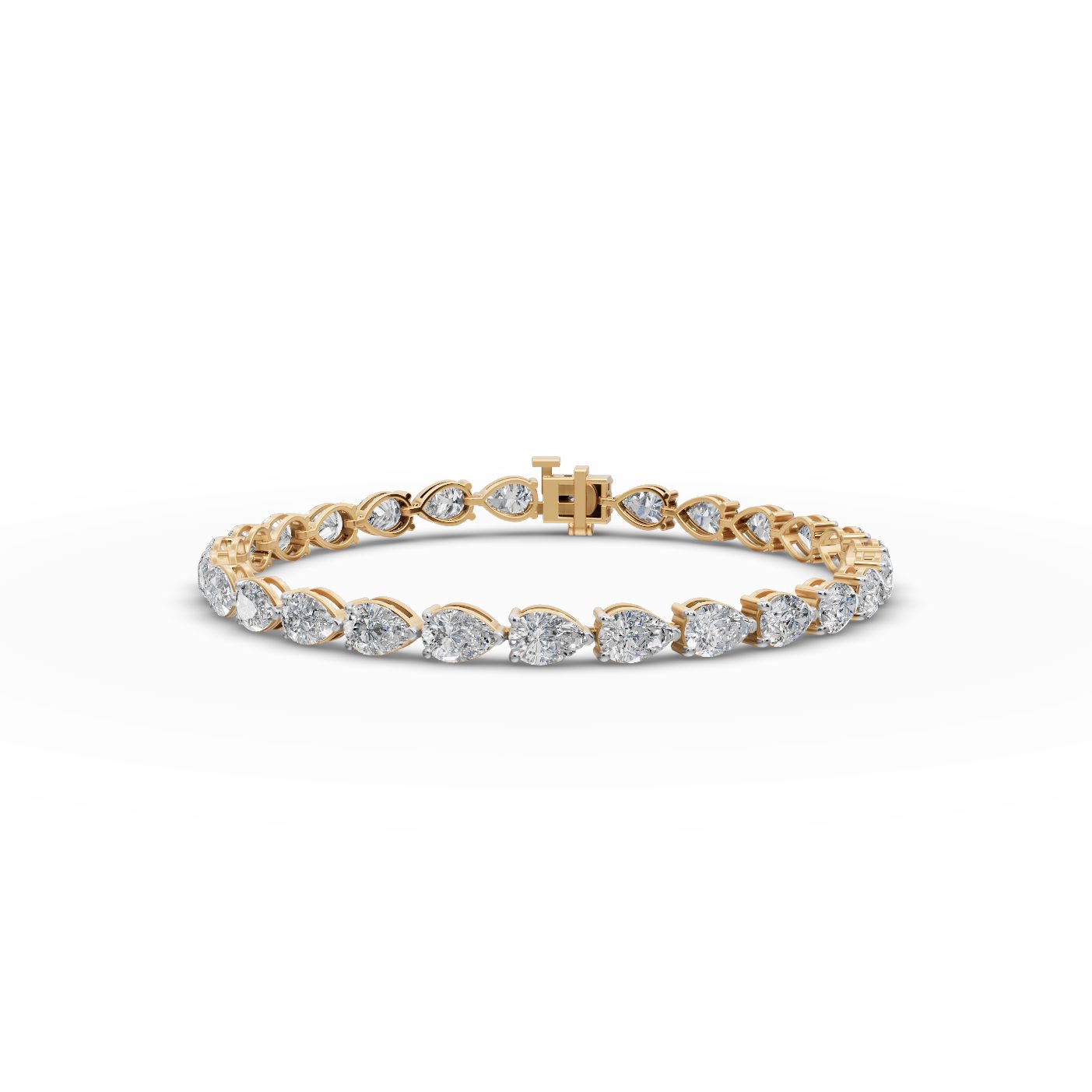Iconic Line Pear Lab-Grown Diamond Tennis Bracelet in yellow gold, set with lab-grown diamonds