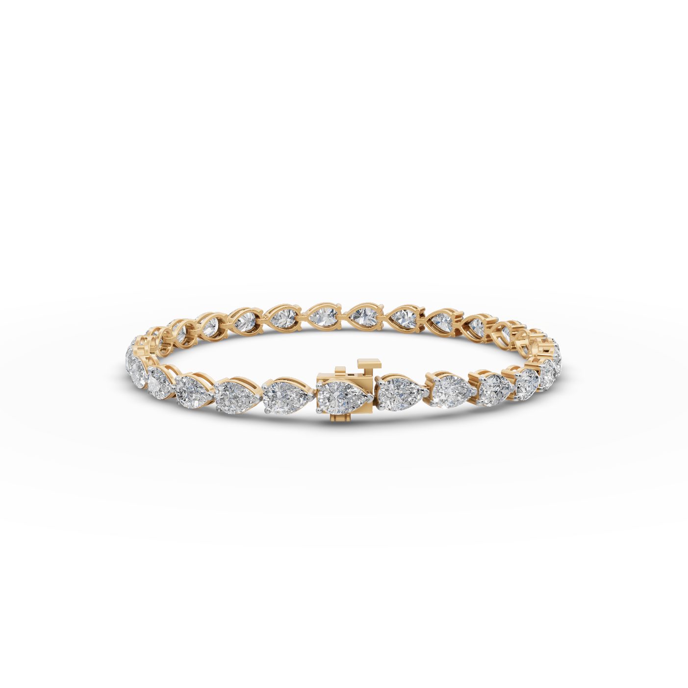 Iconic Line Pear Lab-Grown Diamond Tennis Bracelet in yellow gold