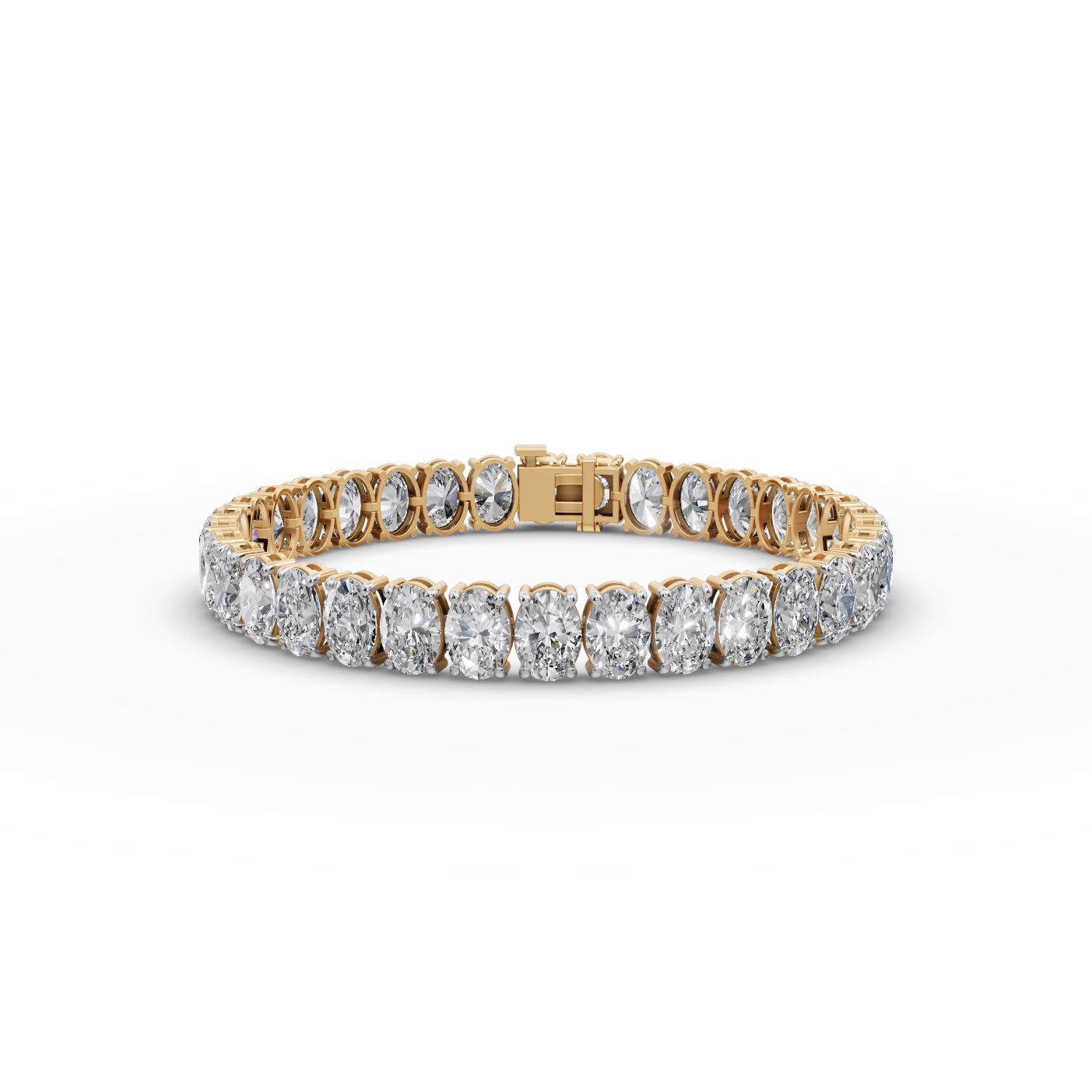 Delicate Whisper Oval Lab-Grown Diamond Tennis Bracelet in yellow gold, set with lab-grown diamonds