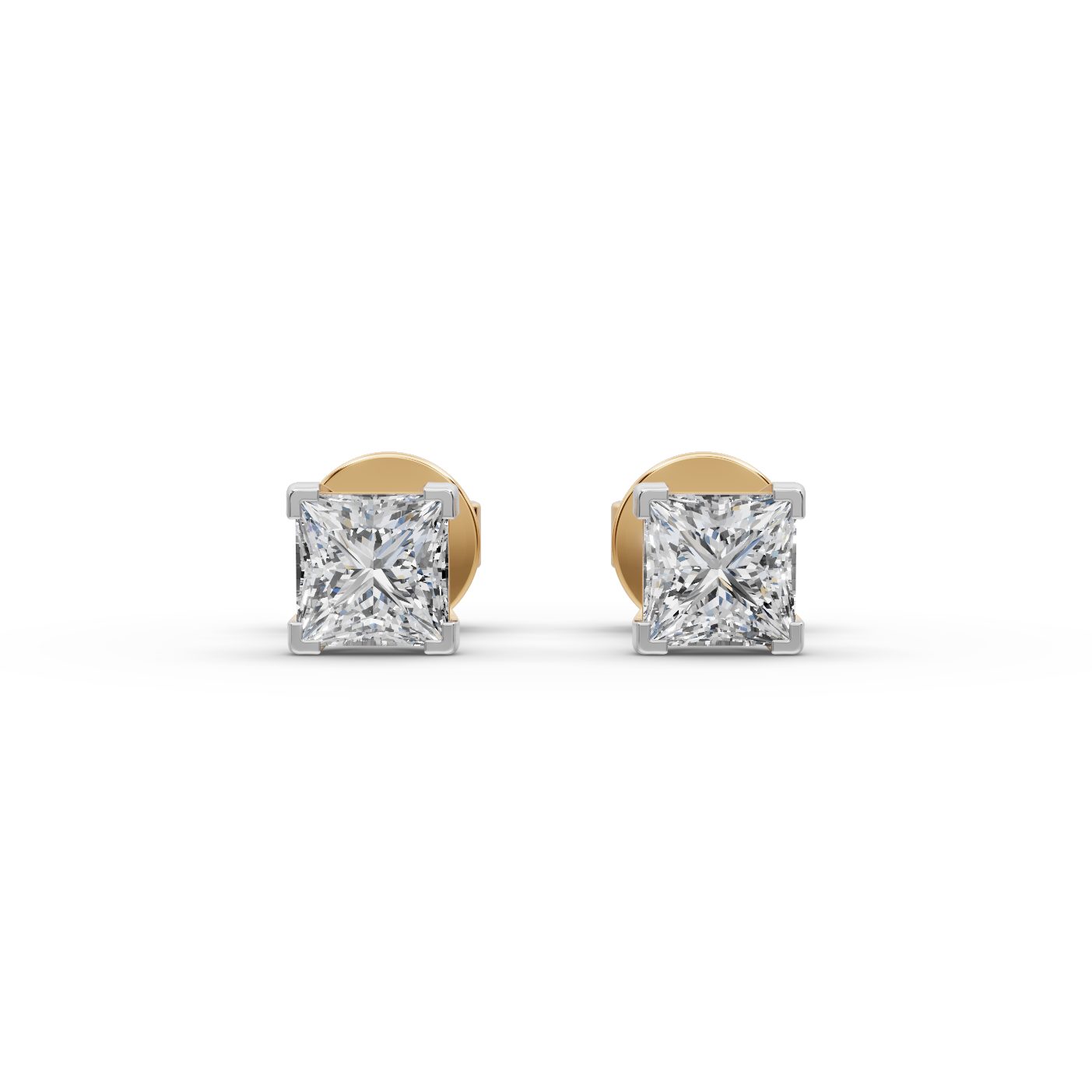 Eternal Ember Princess Lab-Grown Diamond Studs Earring in yellow gold