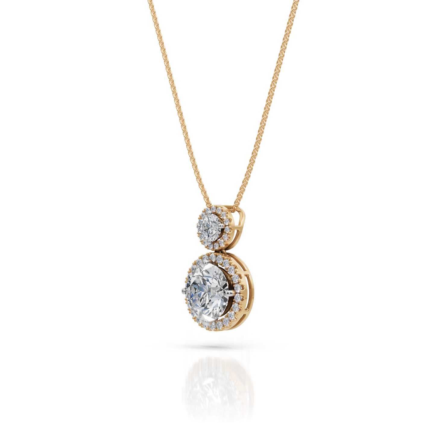 Opulent Ember Round Lab-Grown Diamond Halo Pendant in yellow gold