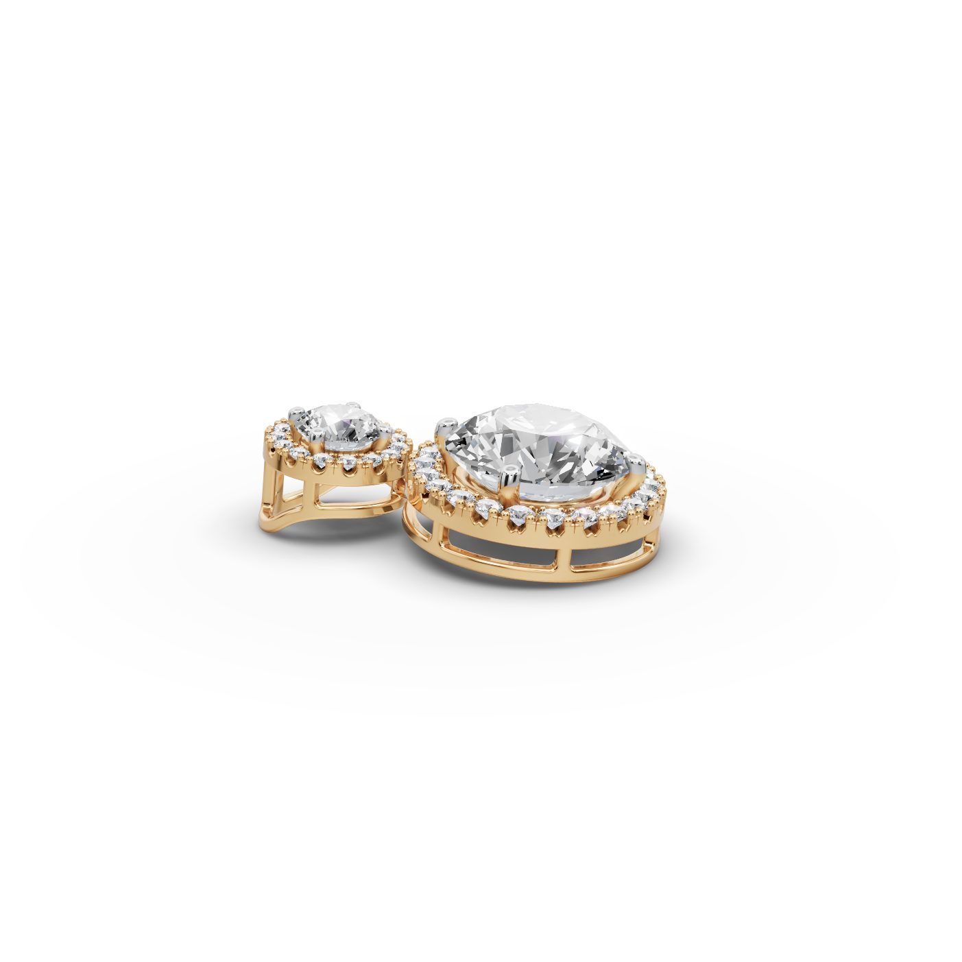 Opulent Ember Round Lab-Grown Diamond Halo Pendant in yellow gold