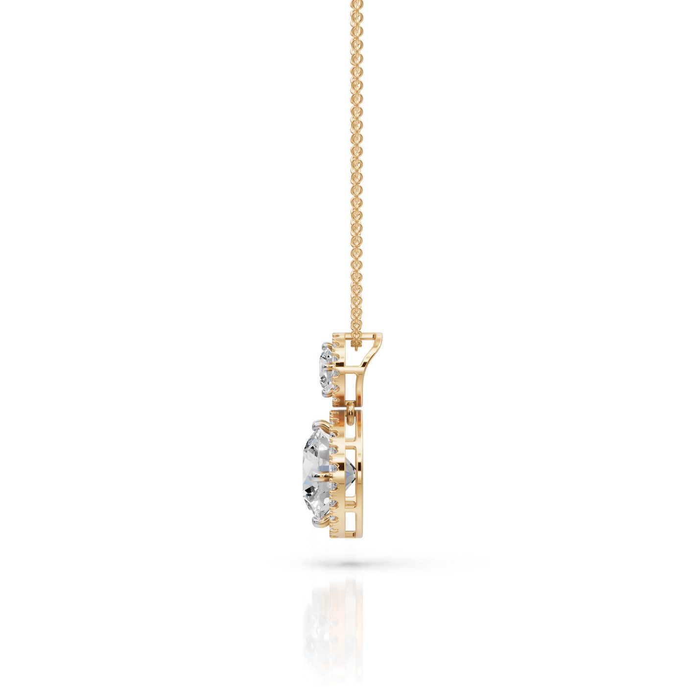 Opulent Ember Round Lab-Grown Diamond Halo Pendant in yellow gold
