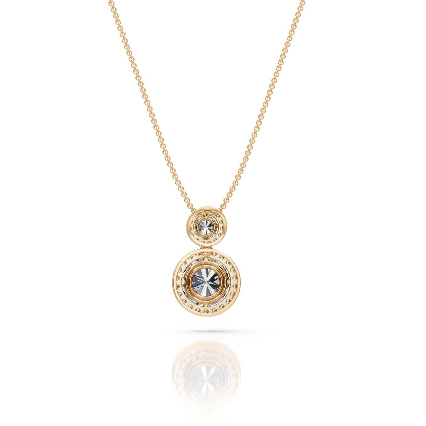 Opulent Ember Round Lab-Grown Diamond Halo Pendant in yellow gold