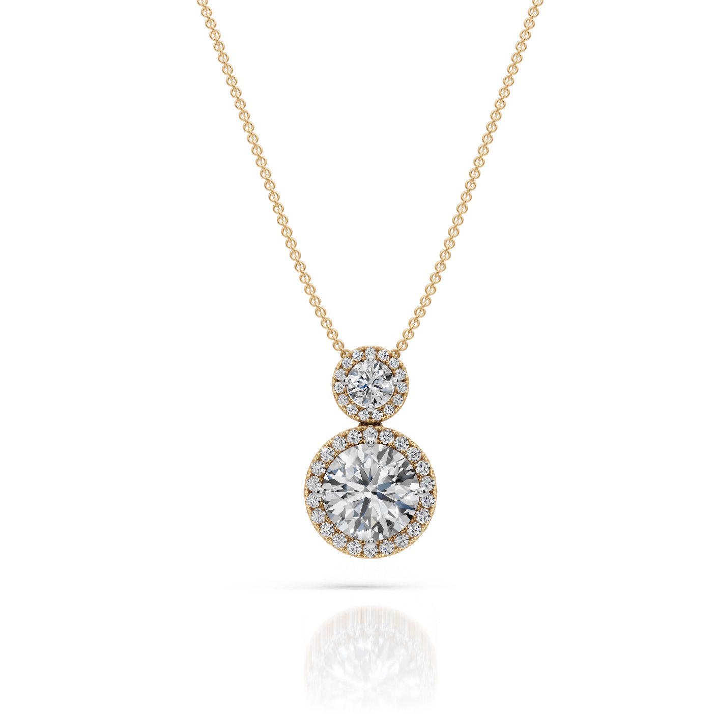 Opulent Ember Round Lab-Grown Diamond Halo Pendant in yellow gold
