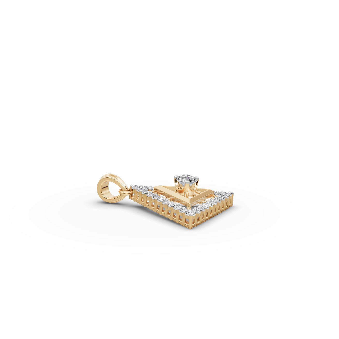 Midnight Bloom Round Lab-Grown Diamond Solitaire Pendant in yellow gold