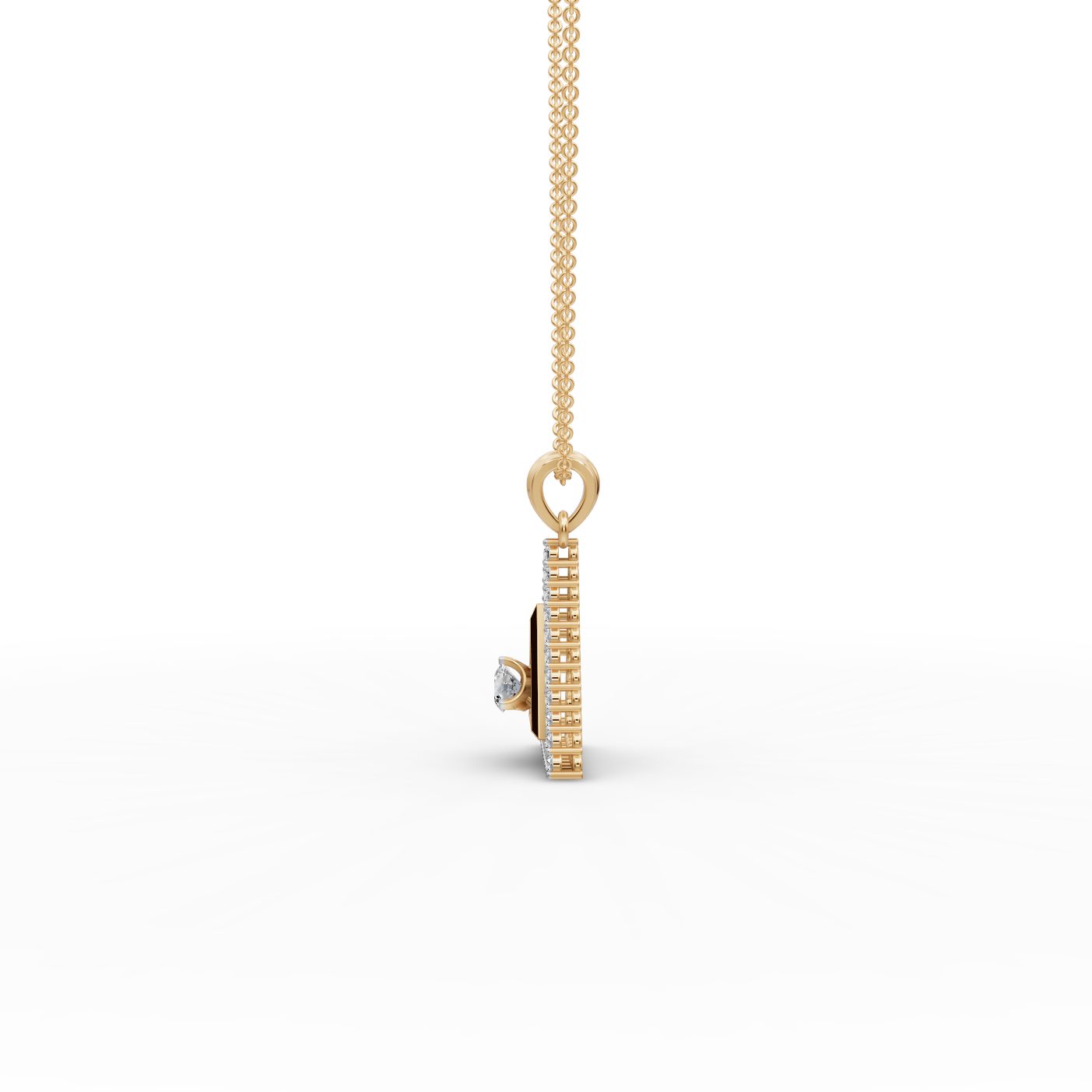 Midnight Bloom Round Lab-Grown Diamond Solitaire Pendant in yellow gold