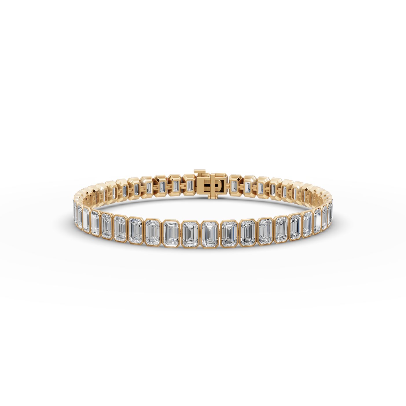 Royal Bloom Emerald Lab-Grown Diamond Tennis Bracelet in yellow gold, set with lab-grown diamonds