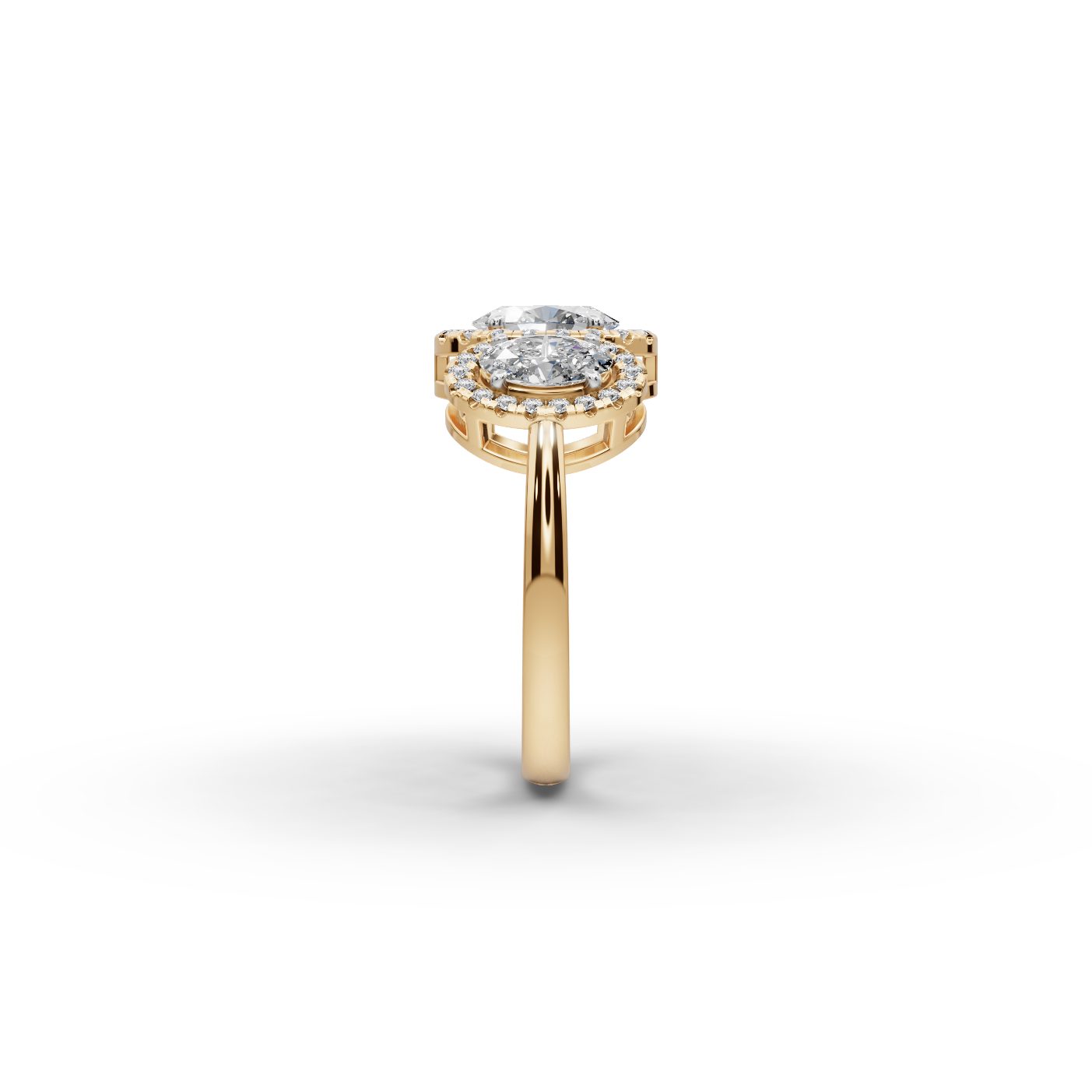 Classic Ember Oval Lab-Grown Diamond Three Stone Ring in yellow gold