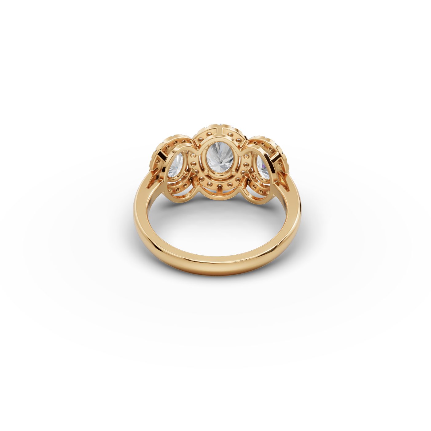Classic Ember Oval Lab-Grown Diamond Three Stone Ring in yellow gold