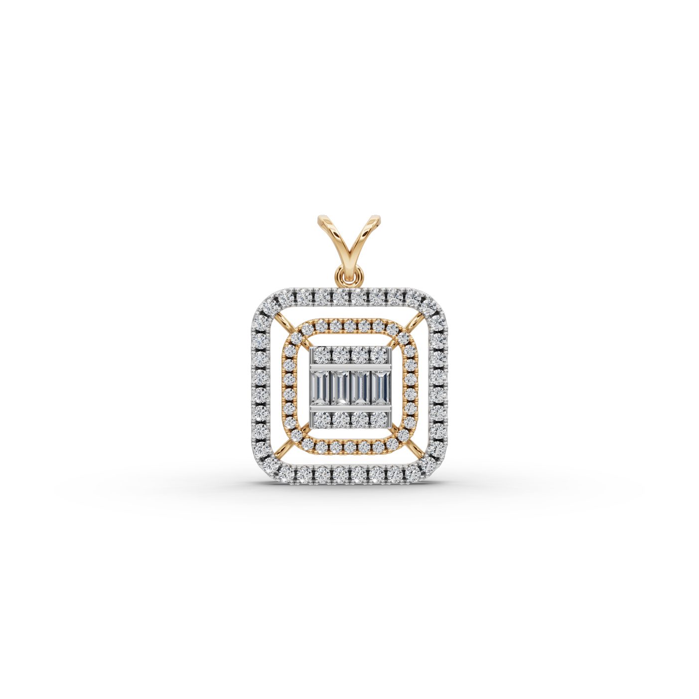 Infinite Whisper Round Lab-Grown Diamond Cluster Pendant in yellow gold, set with lab-grown diamonds
