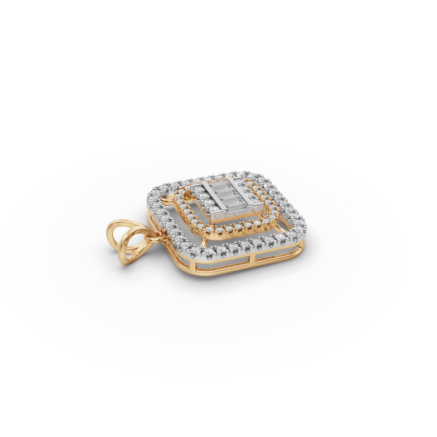 Infinite Whisper Round Lab-Grown Diamond Cluster Pendant in yellow gold