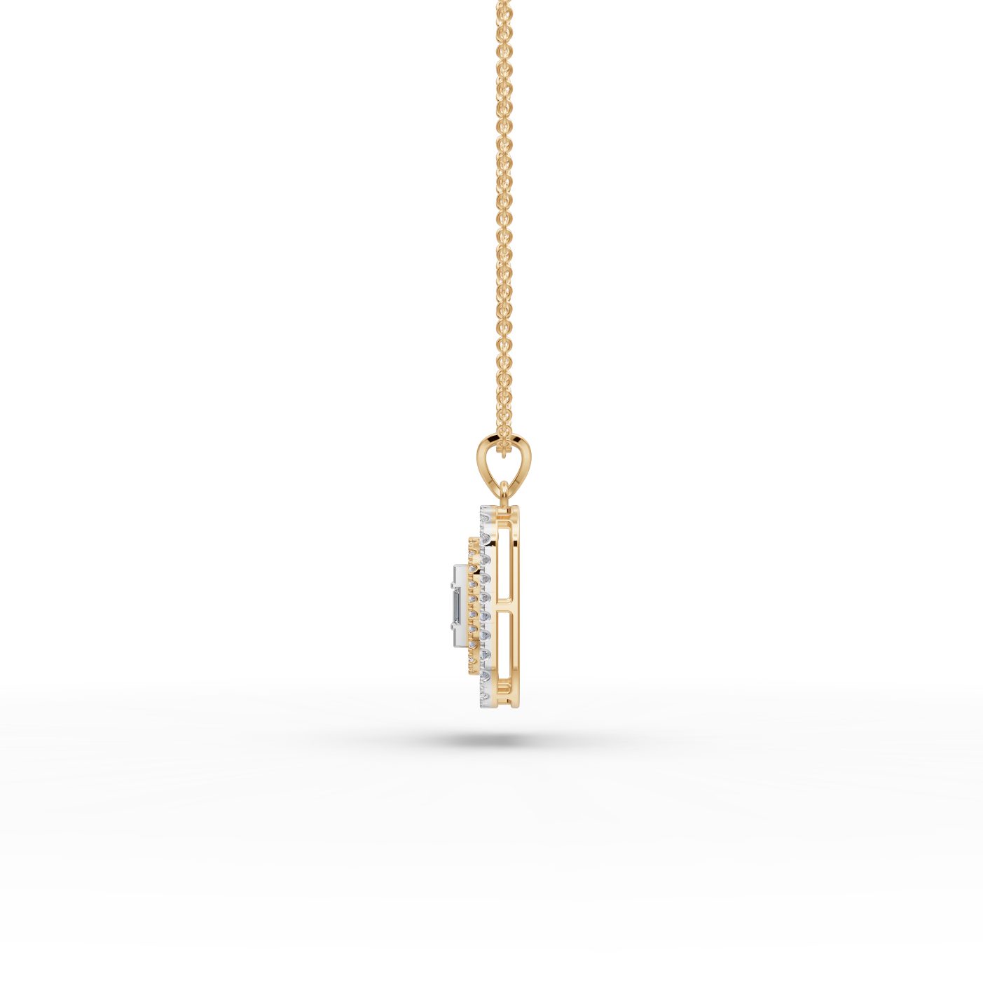 Infinite Whisper Round Lab-Grown Diamond Cluster Pendant in yellow gold