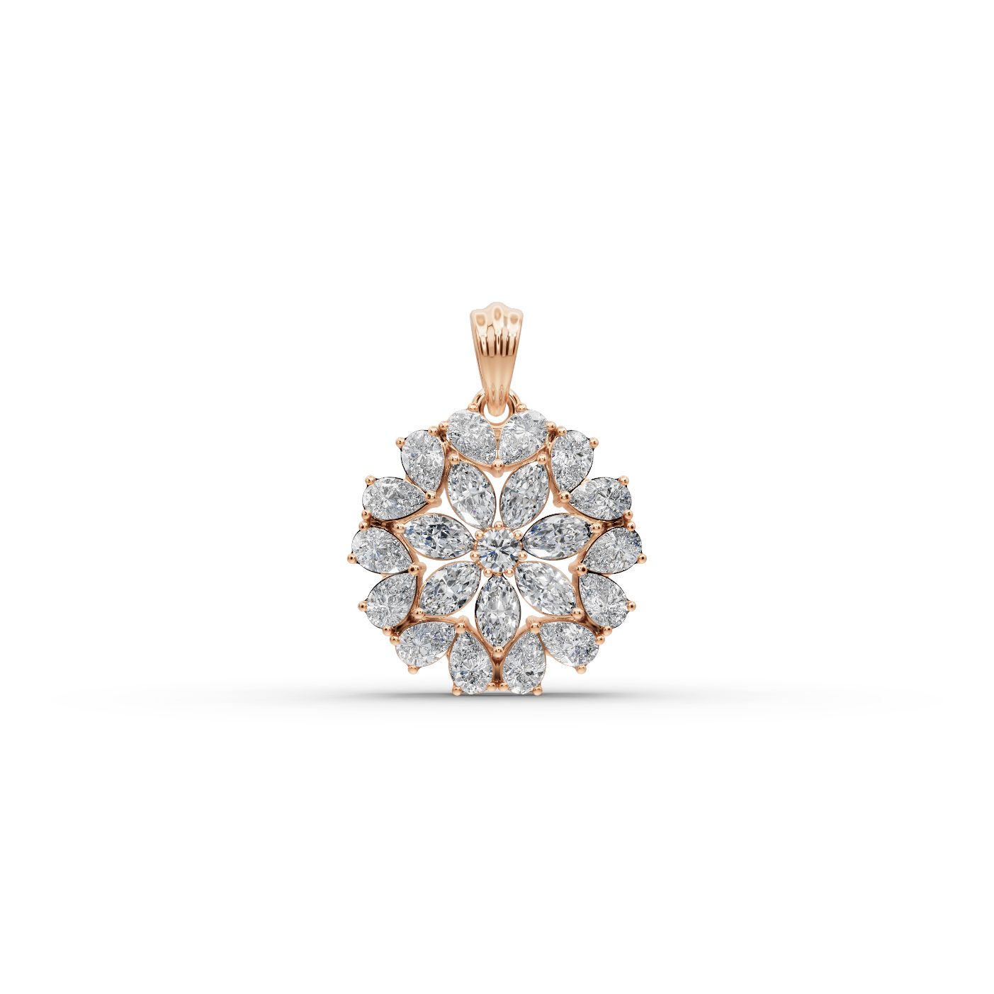 Brilliant Glow Pear Lab-Grown Diamond Cluster Pendant in rose gold